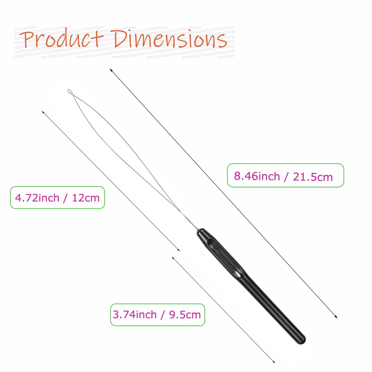 10 Pcs Hair Extension Loop Needle Threader, Wire Pulling Hook Tool and Bead Device Micro Links Kit for Hair and Feather Extensio