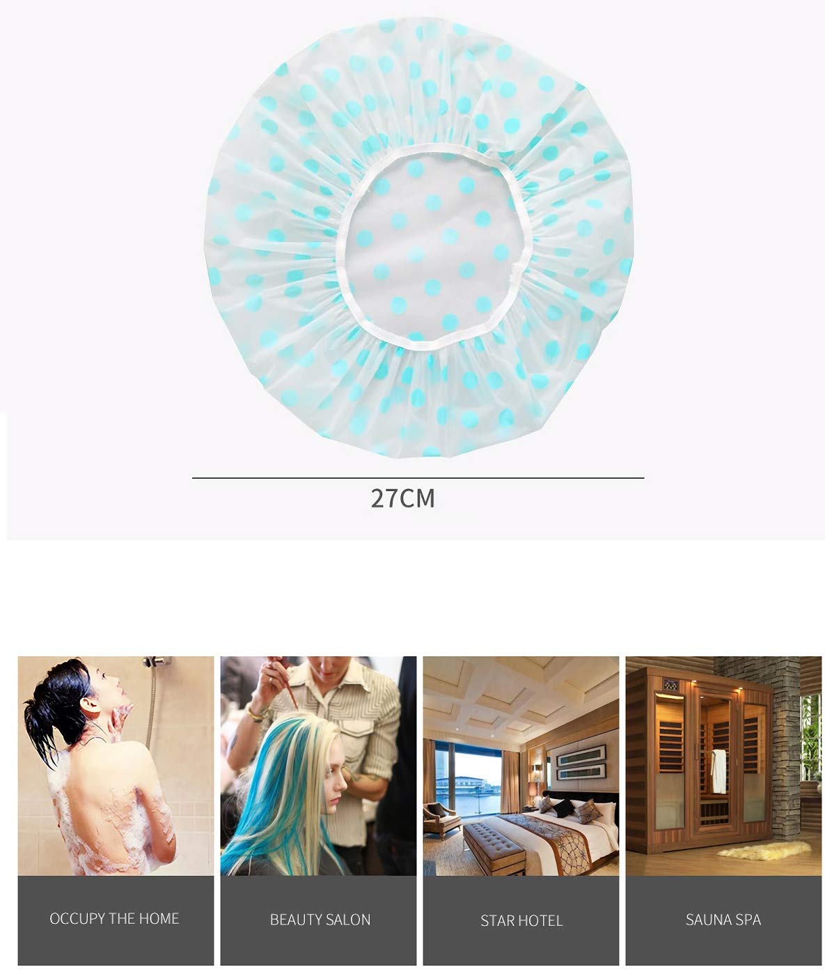 Tcotbe 6 Pieces Waterproof Eva Plastic Shower Cap,Elastic Reusable Bathing Cap,Beauty Salon Spa Lace Elastic Band Flower Printed