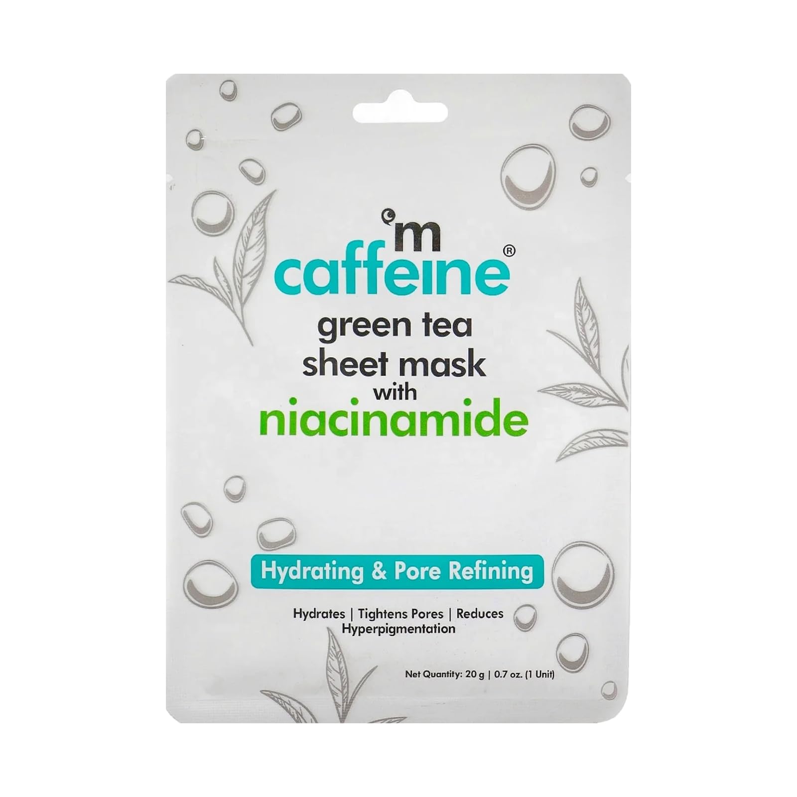 Green Tea Sheet Mask With Niacinamide By Mcaffeine For Unisex - 0.7 Oz Mask