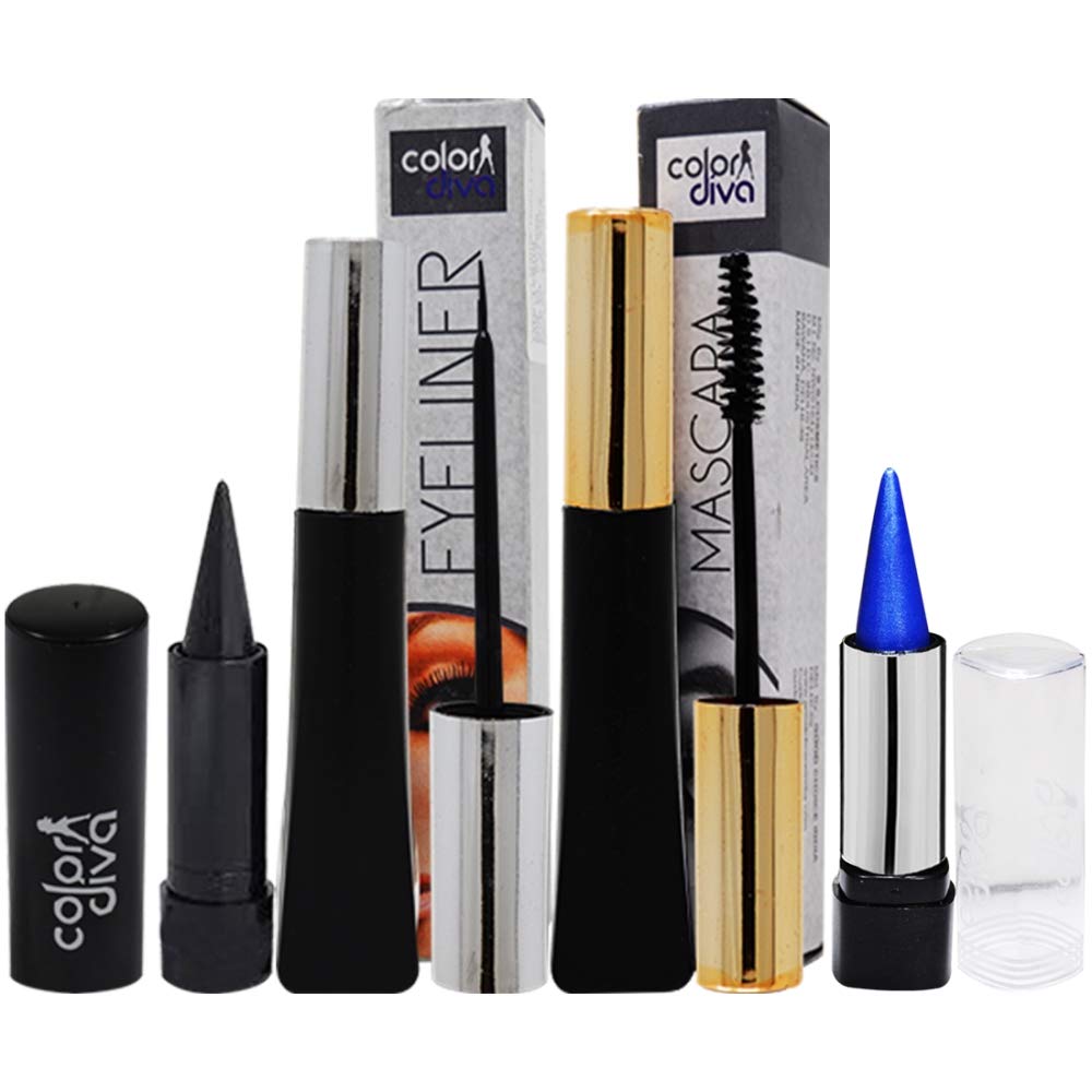 Adbeni Eyeliner & Mascara With 2 Different Color Of Kajal, (Gc1309), Pack Of 4
