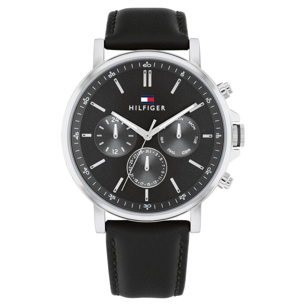 Tommy Hilfiger Quartz Multifunction Grey Leather Strap For MenTh1710586