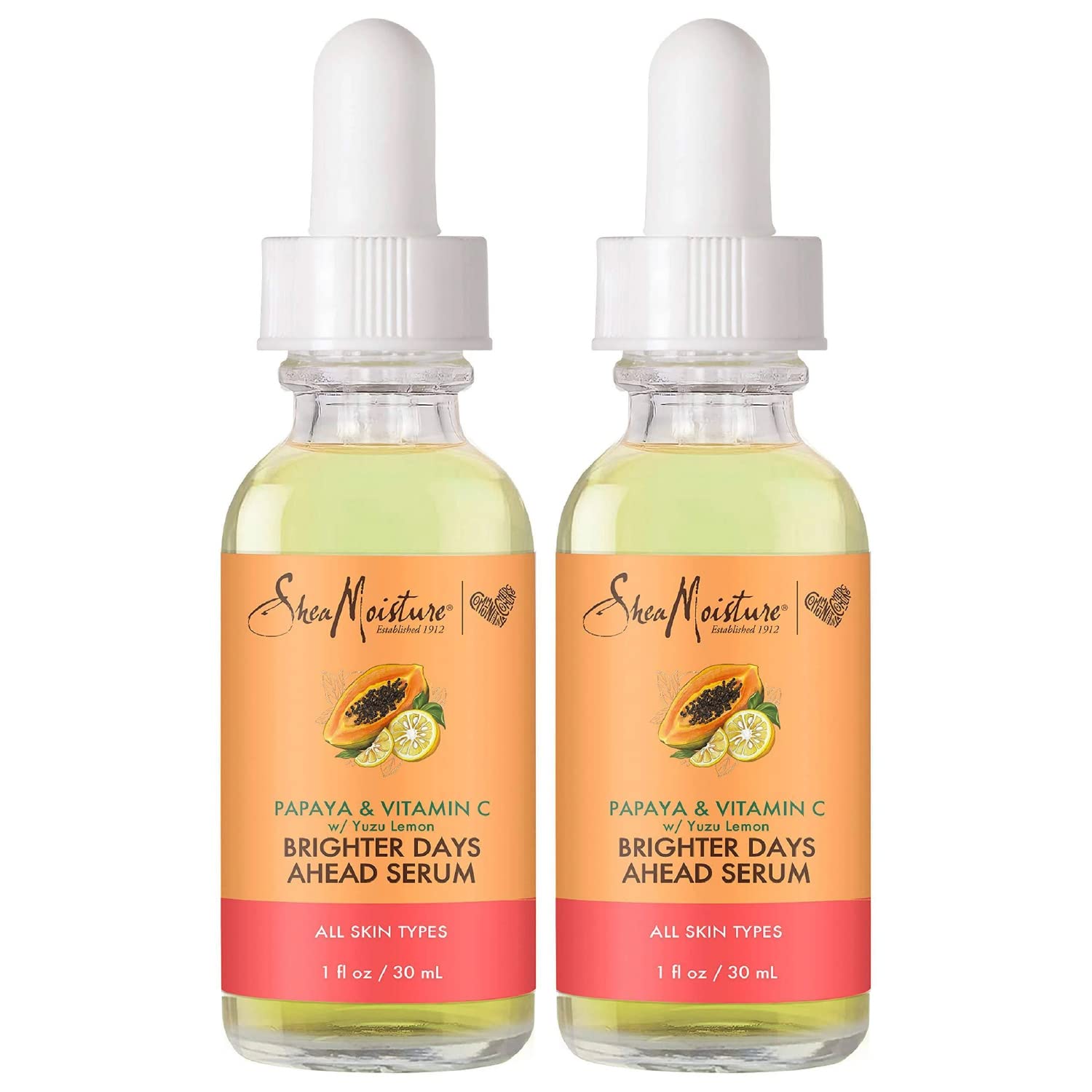 SheaMoisture Papaya & Vitamin C Face Serum, Brighter Days Ahead 2-Pack - For All Skin Types, Even Skin Tone, Glow Up Essentials,