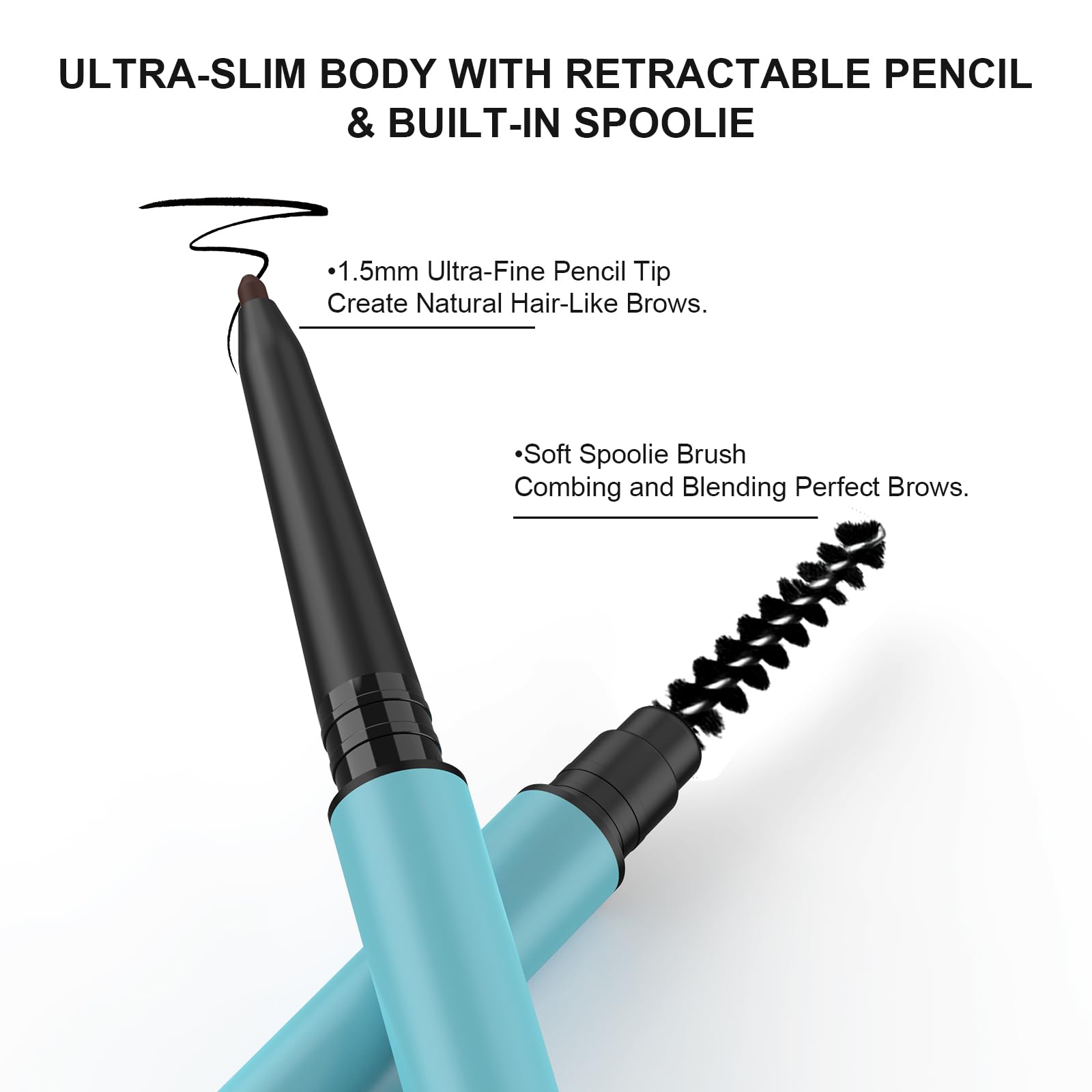 Turritopsisd Eyebrow Pencil Liner ?2-Pack Auburn? Waterproof Long-Lasting Retractable Extra-Slim Pen Fine-Tip Built-In Brush Cre