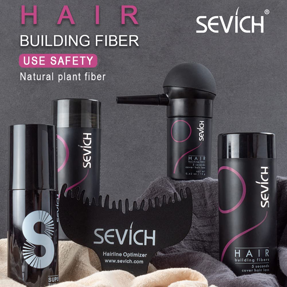 SEVICH Hair Fibers for Thinning Hair, Hair Building Fibers Instantly Thicker & Fuller Look,Hair Powder for Men & Women 25g Aubur