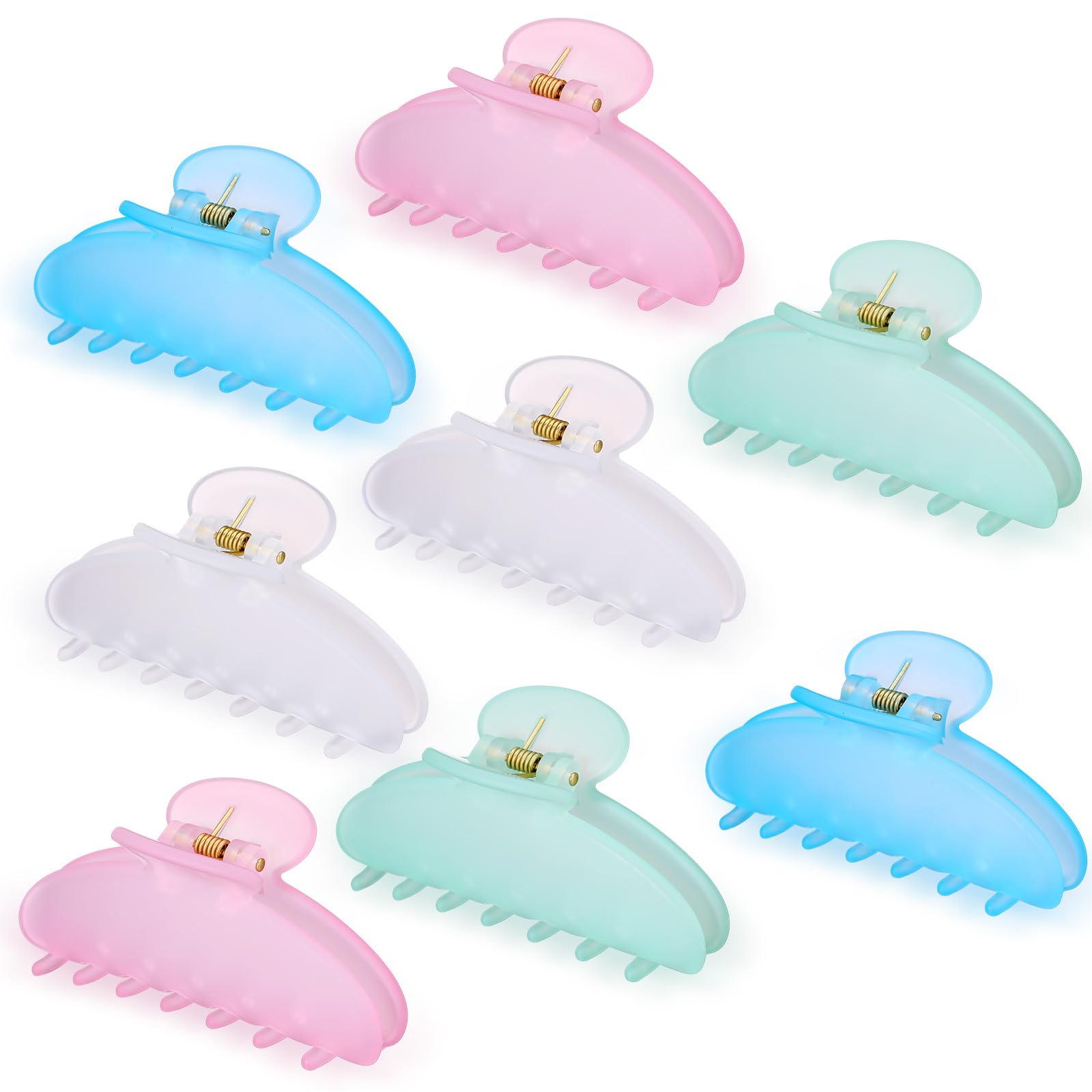 Yuxung 8 Pcs Large Acrylic Hair Claw Clips for Women Non slip Strong Hold Clamps for Thick and Thin Hair(Frosted,Spring Color)