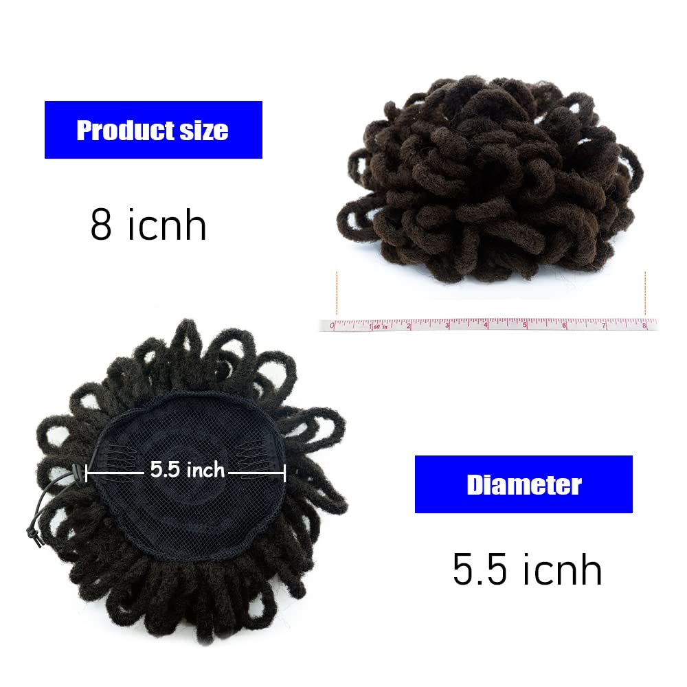 Kgbfass 2Pcs Loc Ponytail Drawstring Locs Petal Bun Dreadlock Ponytail Braided Faux Locs Bun Clip In On Braids Afro Puffs Pony T