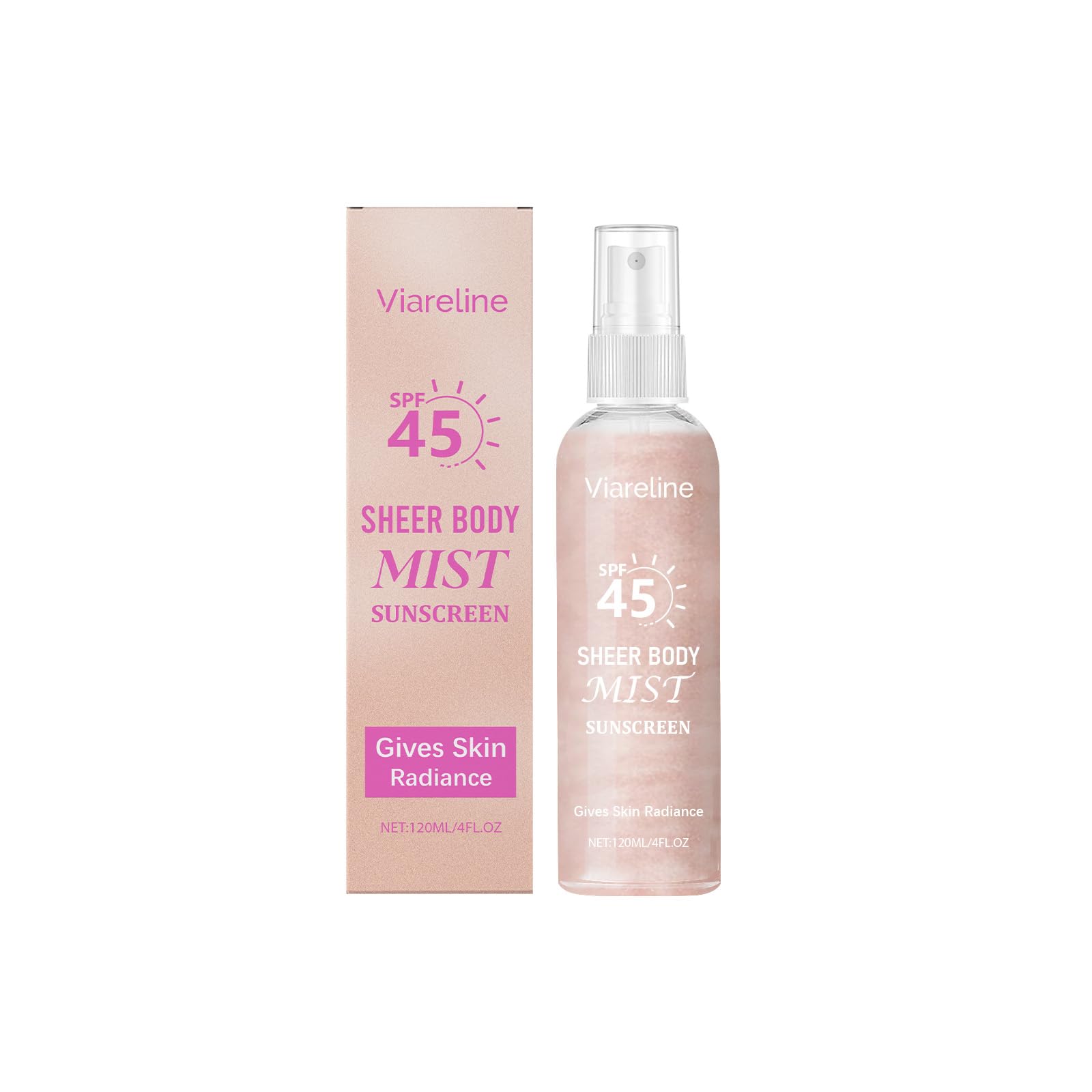 Viareline Sheer Body Mist Sunscreen SPF 45, 120 ml