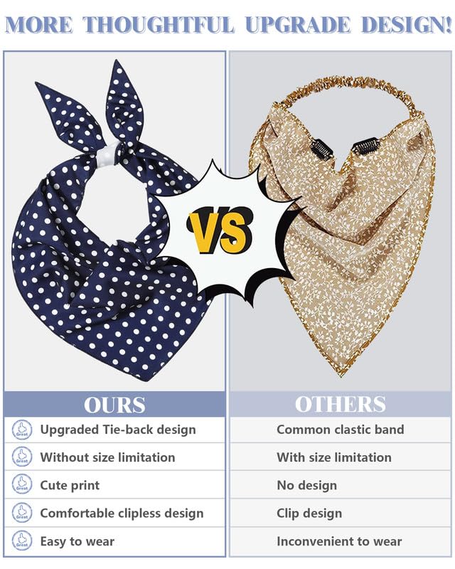 Awaytr 3Pcs Hair Bandanas Head Kerchief For Women Girls Tie-Back Boho Hair Scarf Headband Bandana Triangle Head Scarf (Polka Dot