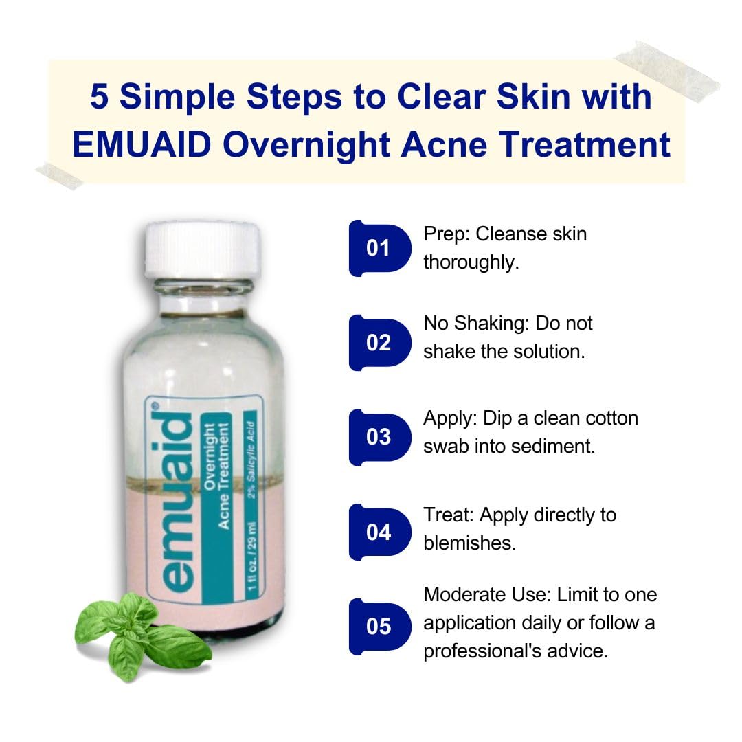 EMUAID Overnight Acne Treatment 1oz for stubborn blemishes, blackheads, cystic acne, and rosacea