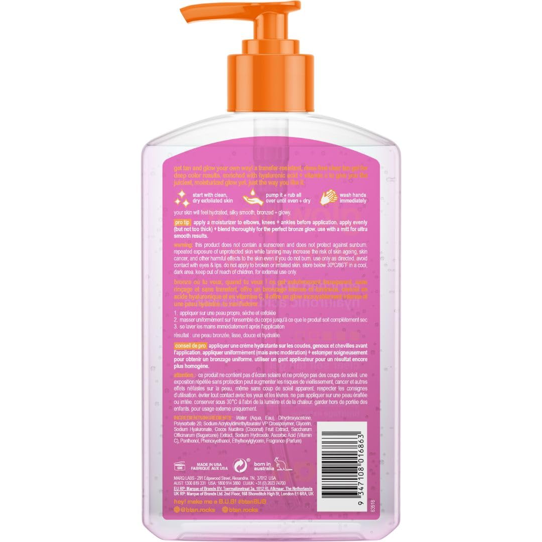 b.tan Best Clear Self Tanning Gel with Mitt | Glow Your Own Way Bundle - Quick Express Tanner Gel for Face and Body with Applica