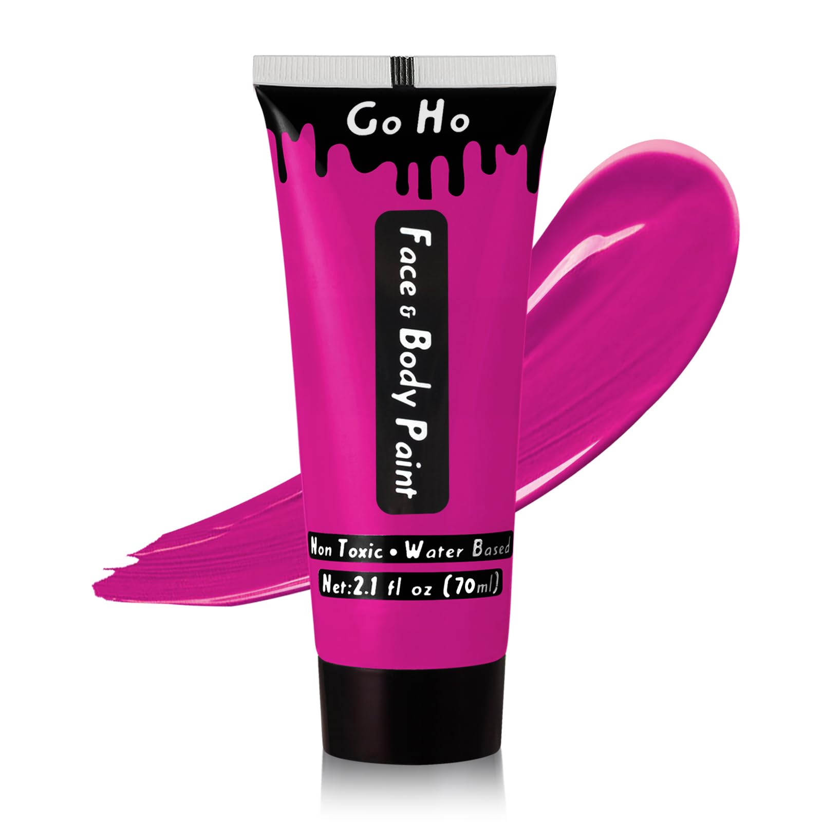 Go Ho Dark Hot Pink Body Paint Washable(2.37 Oz,70 Ml),Water Based Cream Hot Pink Face Paint,Pink Face Body Paint For Sfx Cospla