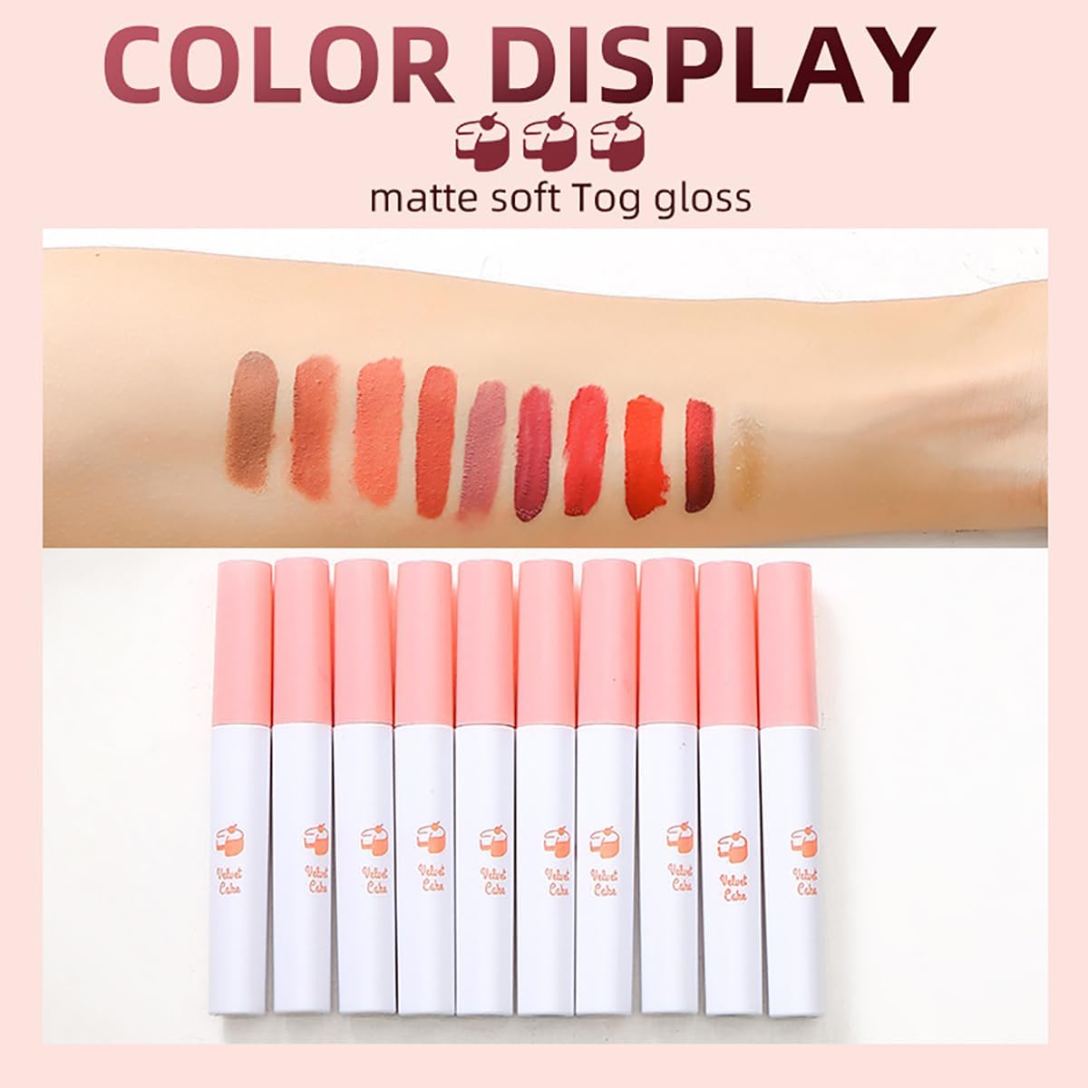 Fyeboo 10 Colors Lipstick, Matte Liquid Lip Gloss Set, Tube Red Matte Velvet Tint Stain Set, Natural Ingredients Waterproof & Lo