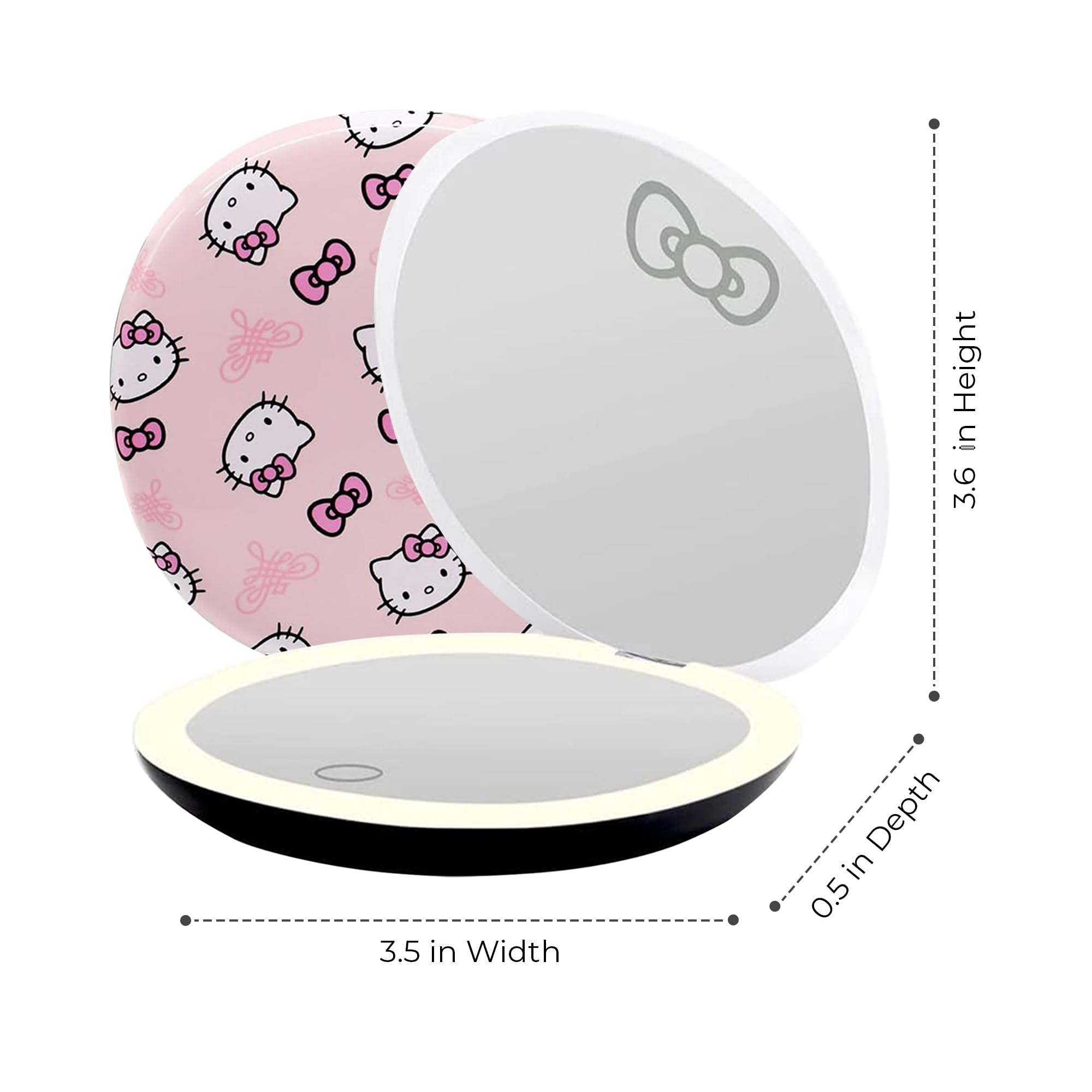 Impressions Vanity Hello Kitty Supercute Signature Compact Mirror With Light, Travel Makeup Mirror With 3X Magnification And Day