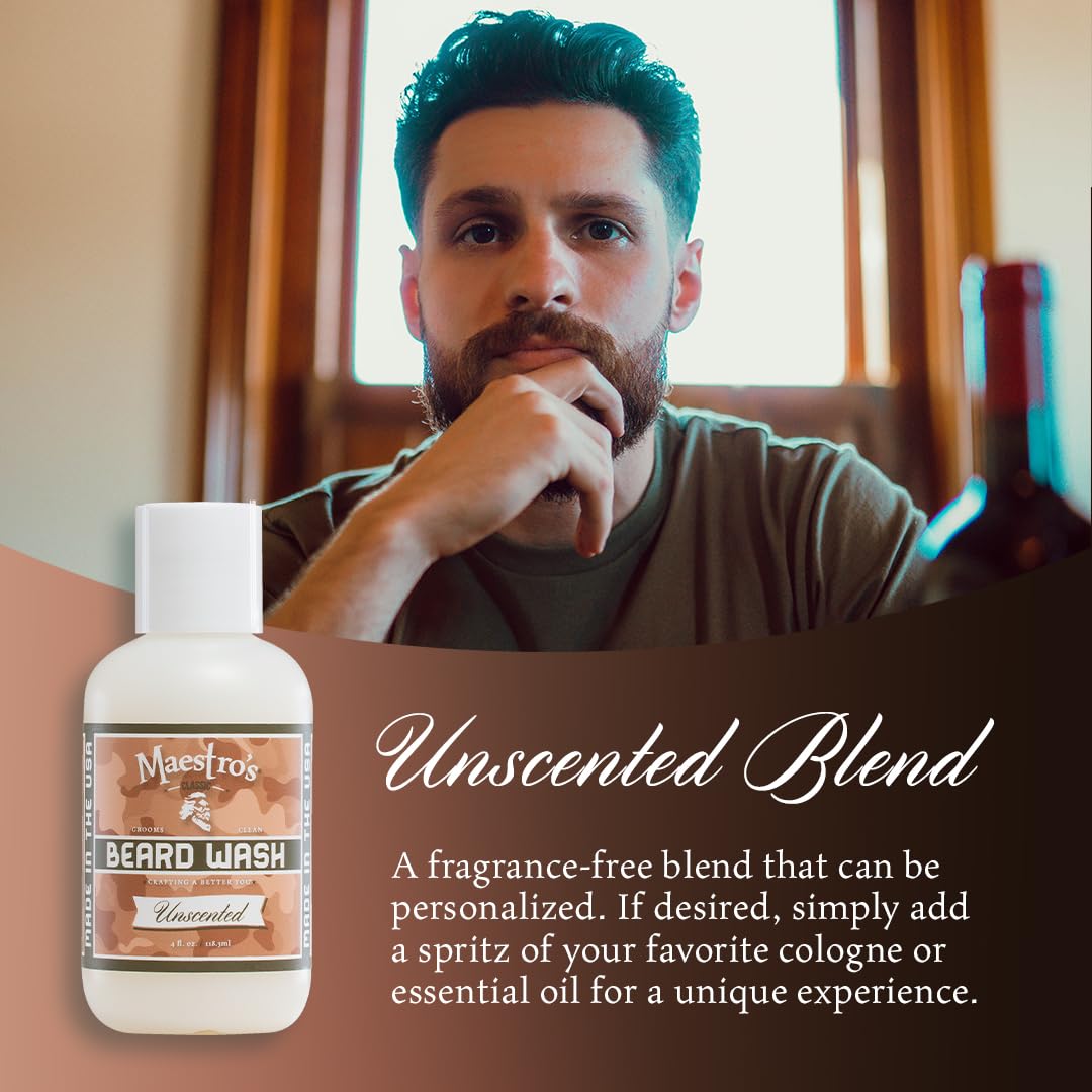 Maestro'S Classic Beard Wash | Deep Cleaning, Non-Drying, Fully Hydrating Gentle Cleanser For All Beard Types & Lengths- Unscent