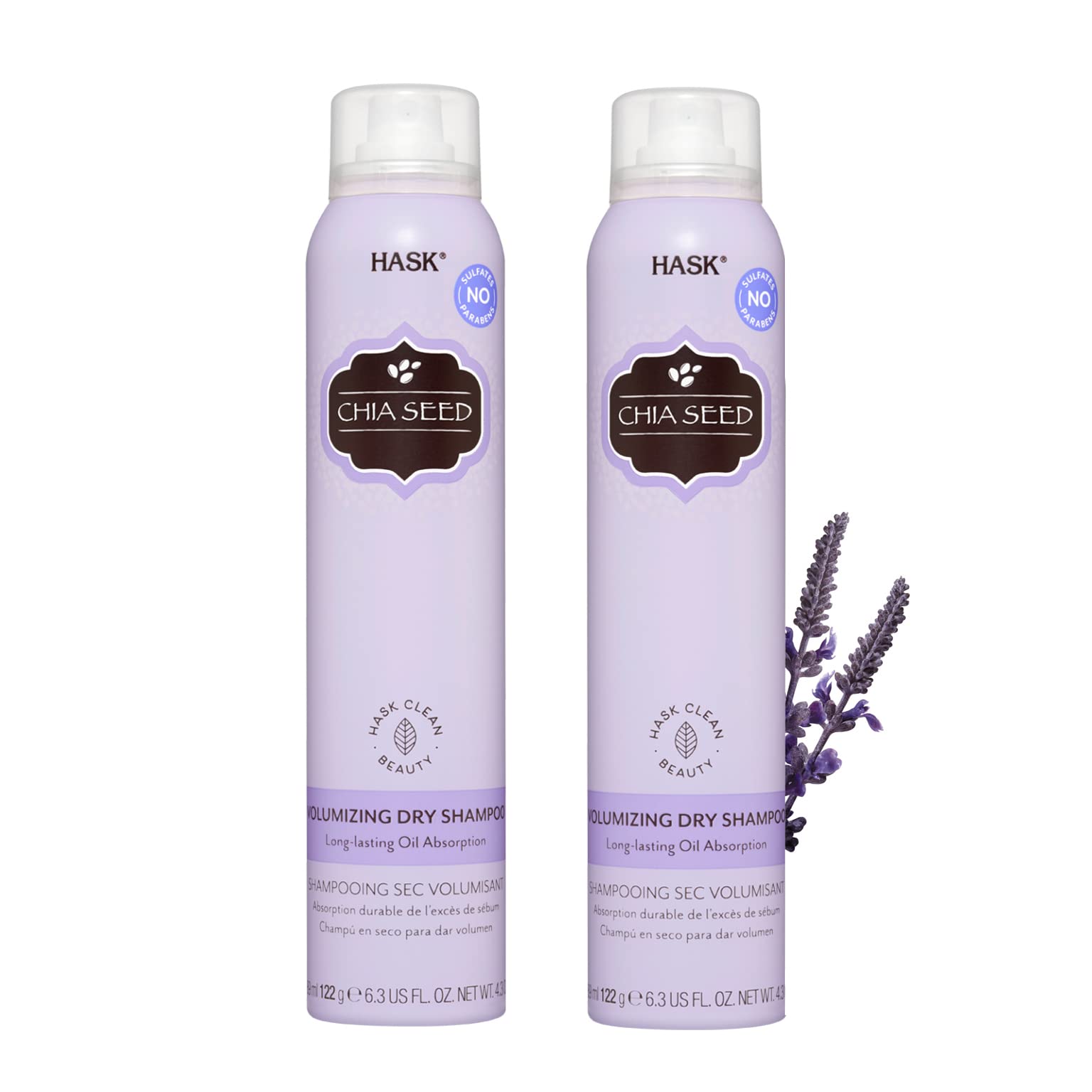 HASK Chia Seed Volumizing Dry Shampoo Kits for all hair types, aluminum free, no sulfates, parabens, phthalates, gluten or artif