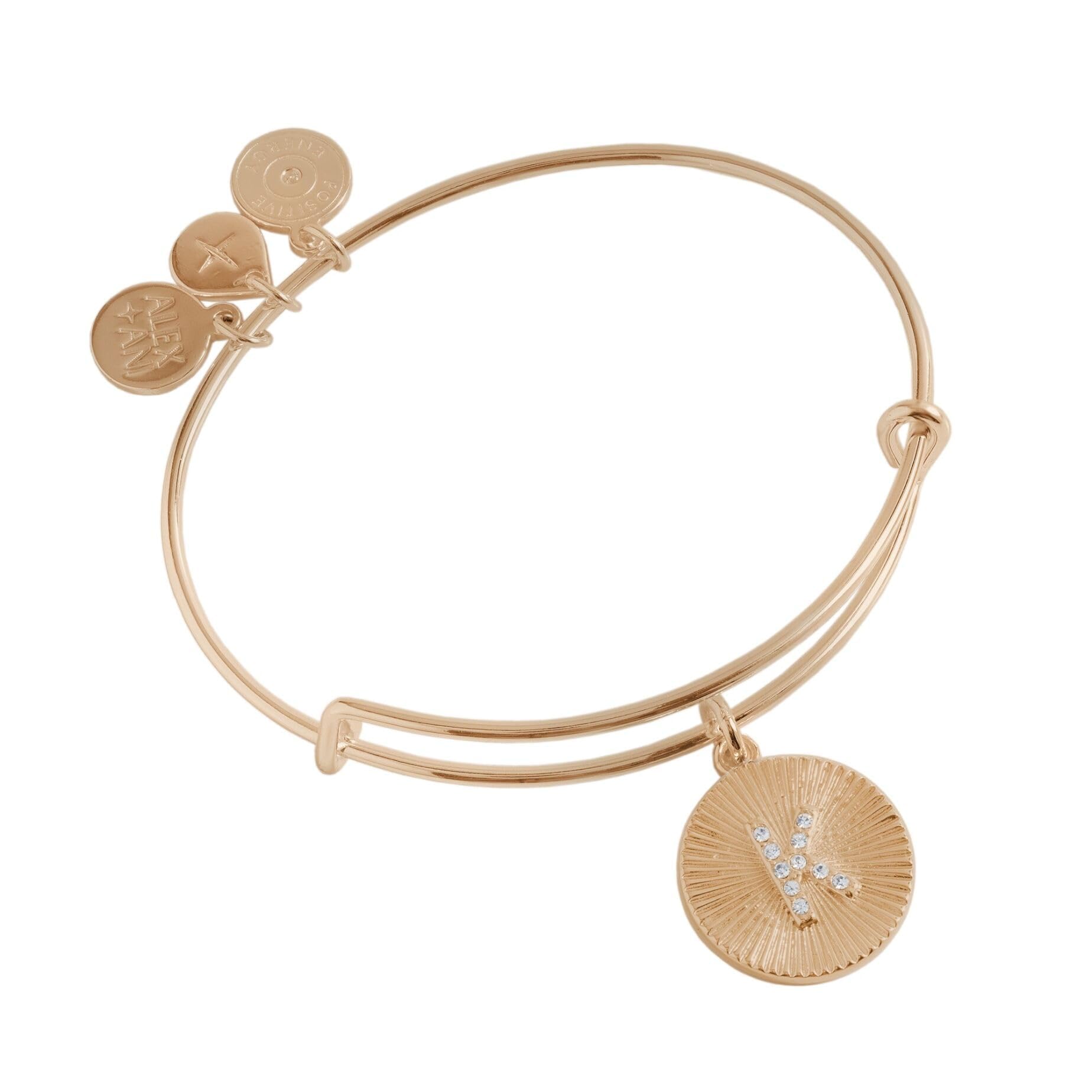 Alex and Ani Initial K Pave Starburst Texture Bangle