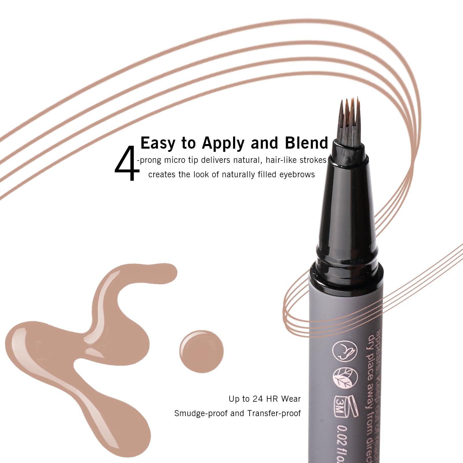 Light Taupe Eyebrow Pencil for Older Women, Light Blonde Eyebrow Pencil with Hair Stroke, Microblading 4-Tip Eyebrow Pen, Long-l