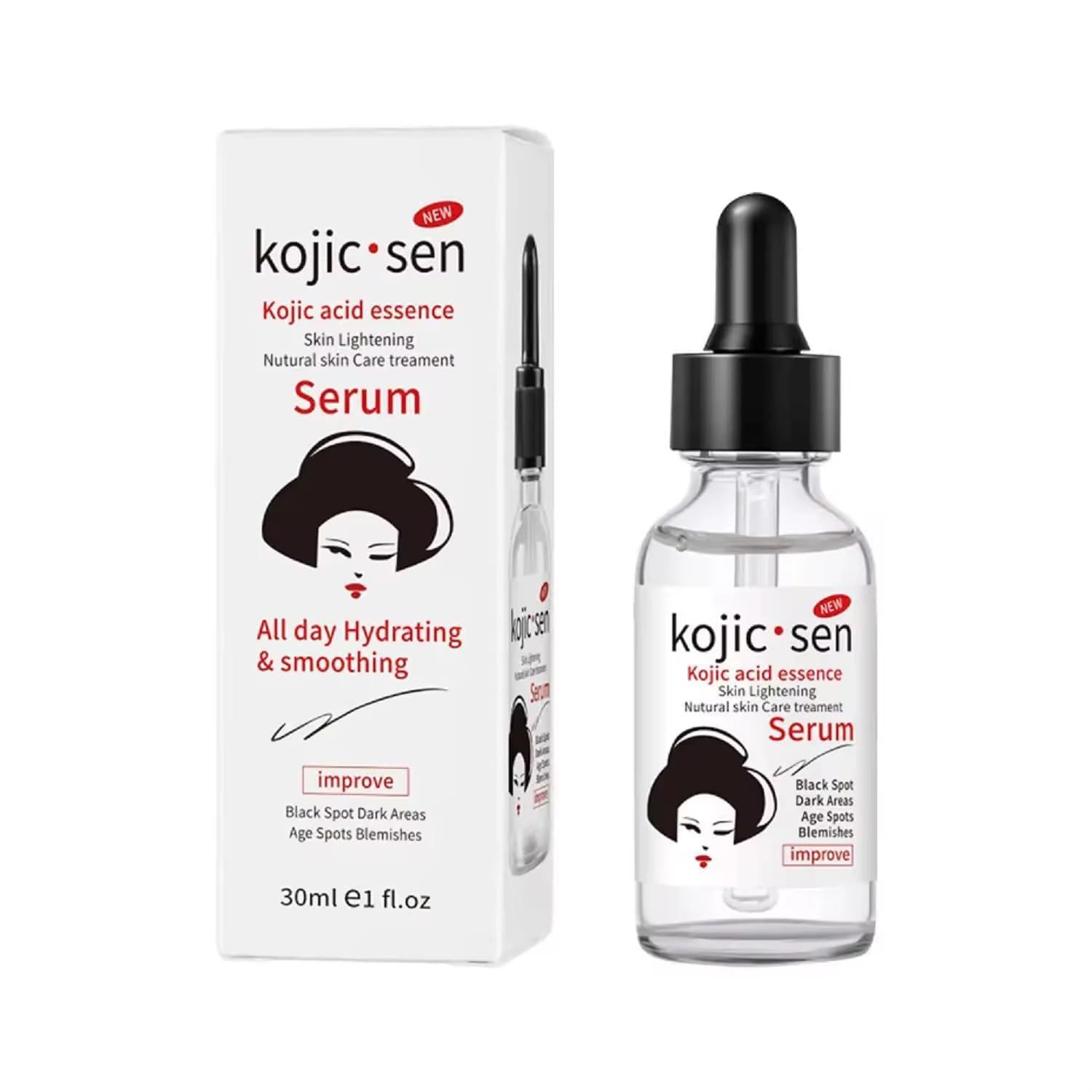 Kojic Acid Serum for Dark Spots & Hyperpigmentation  Brightening Face Serum with Hyaluronic Acid (Sodium Hyaluronate) Ceramide 