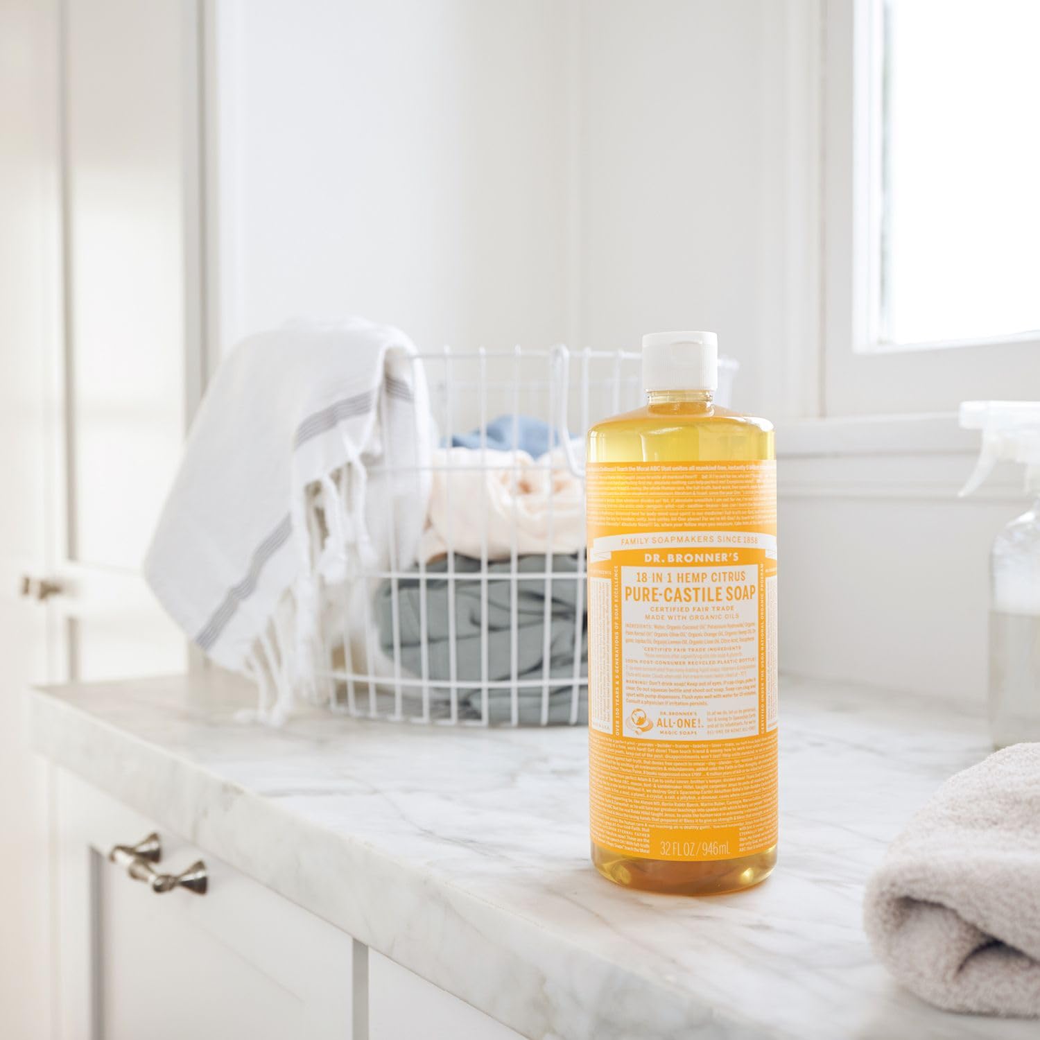 Dr. Bronner'S - Pure-Castile Liquid Soap (Citrus, 32 Ounce) - Made With Organic Oils, 18-In-1 Uses: Face, Body, Hair, Laundry, P