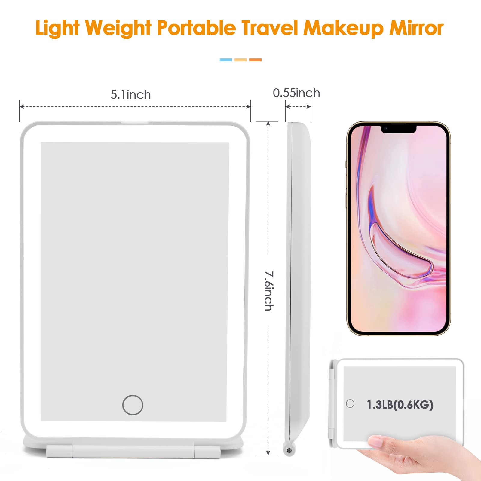 Rechargeable Travel Makeup Mirror 72 Led Lighted Makeup Mirror Travel Mirror Compact Slim Led Vanity Mirror With Lights Lighted