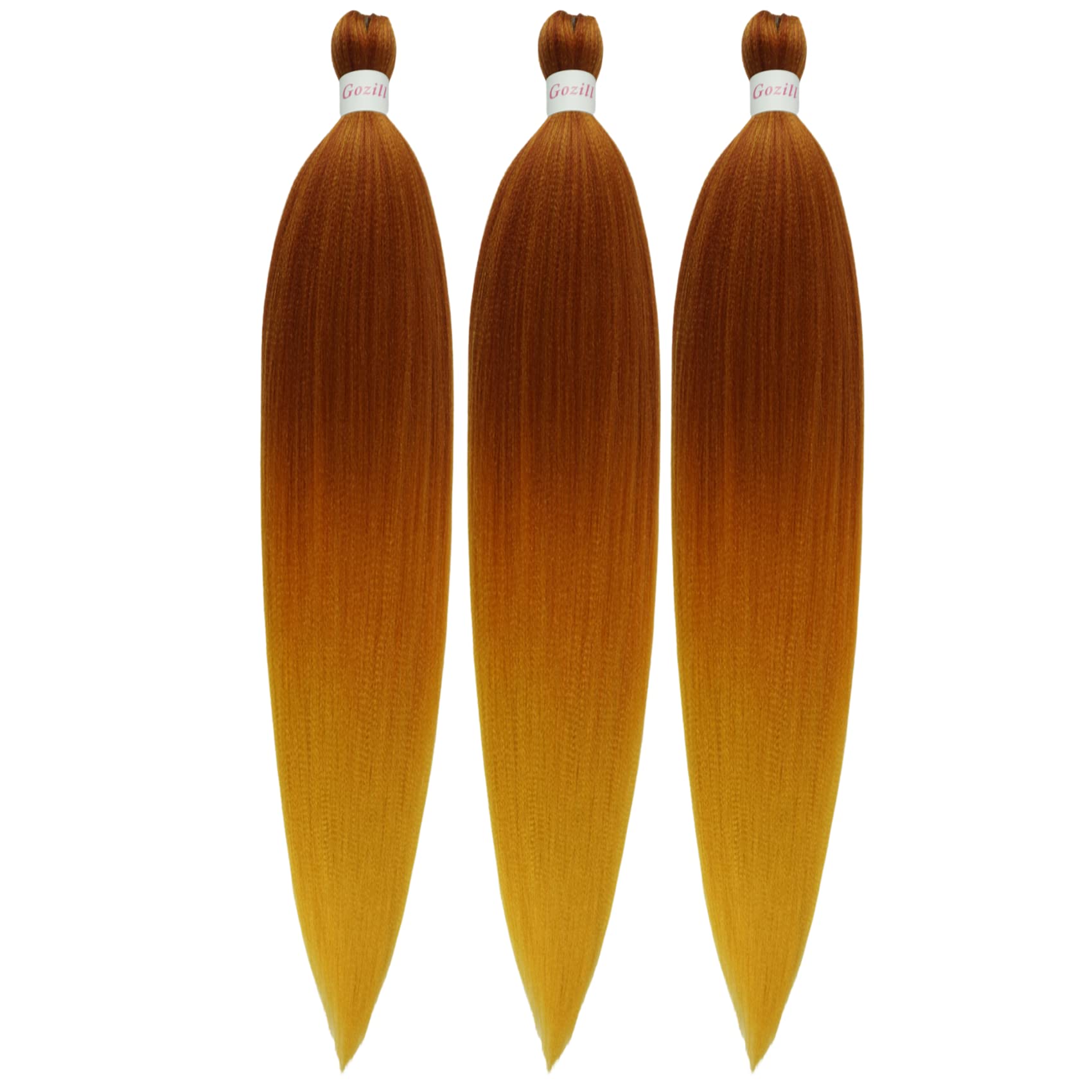 Gozill Ginger Golden Ombre Braiding Hair Pre Stretched Kanekalon Braiding Hair Box Braids Human Hair Extensions 30 inch