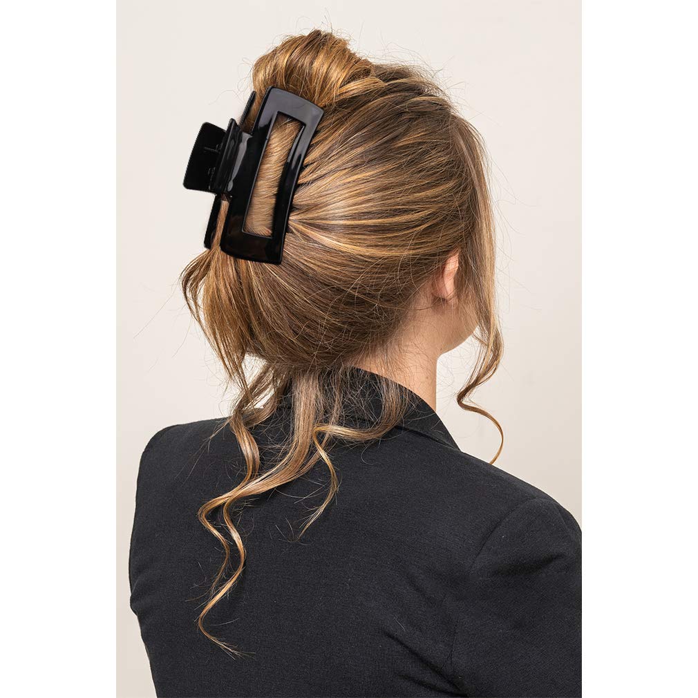 Canitor 4.1 Inche Large Hair Claw Clips 4 Pcs, Hair Clips For Thick Hair Acrylic Banana Claw Clips Non-Slip Hair Clip Rectangula