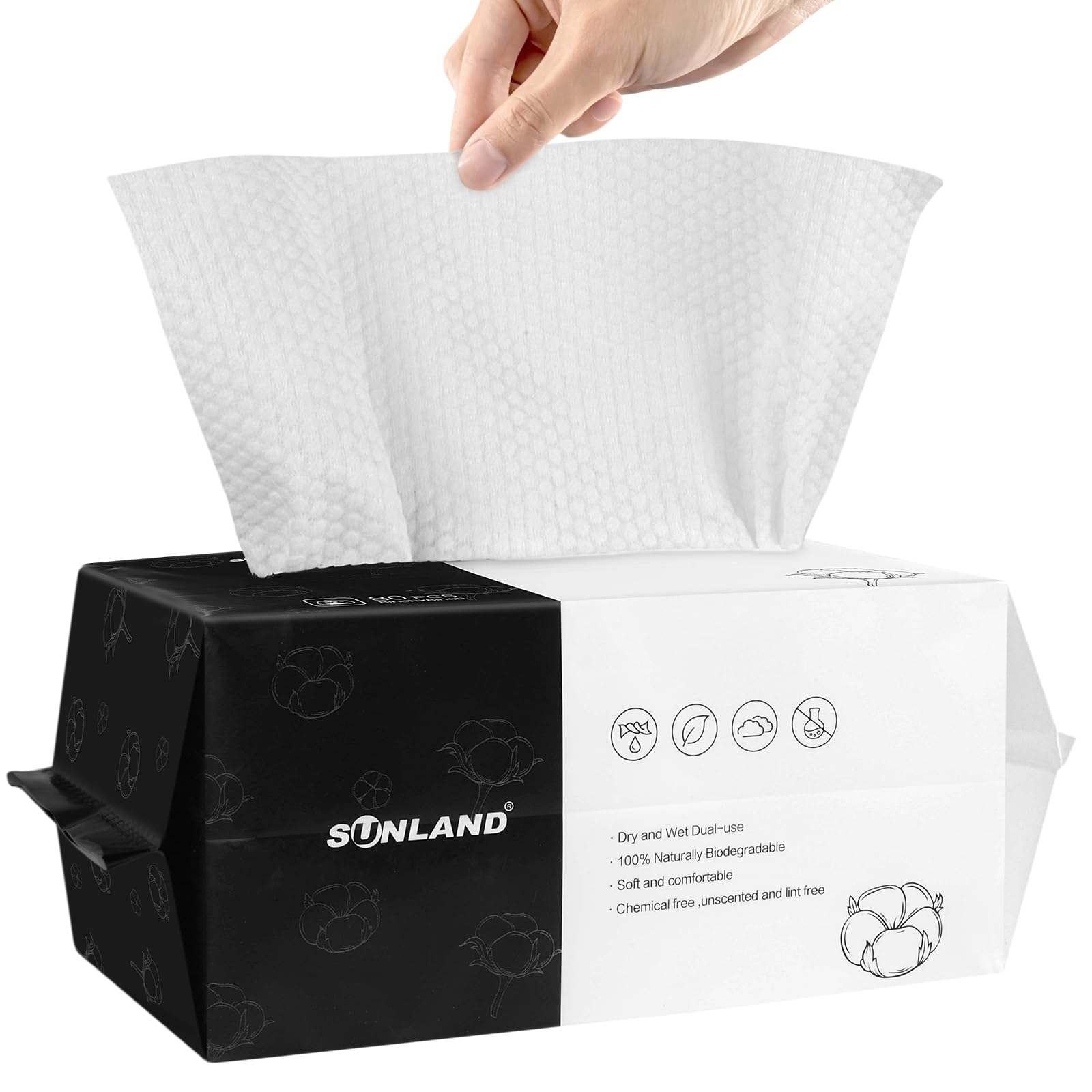 SUNLAND Disposable Face Towels Clean Face Tissue Super Soft for Sensitive Skin