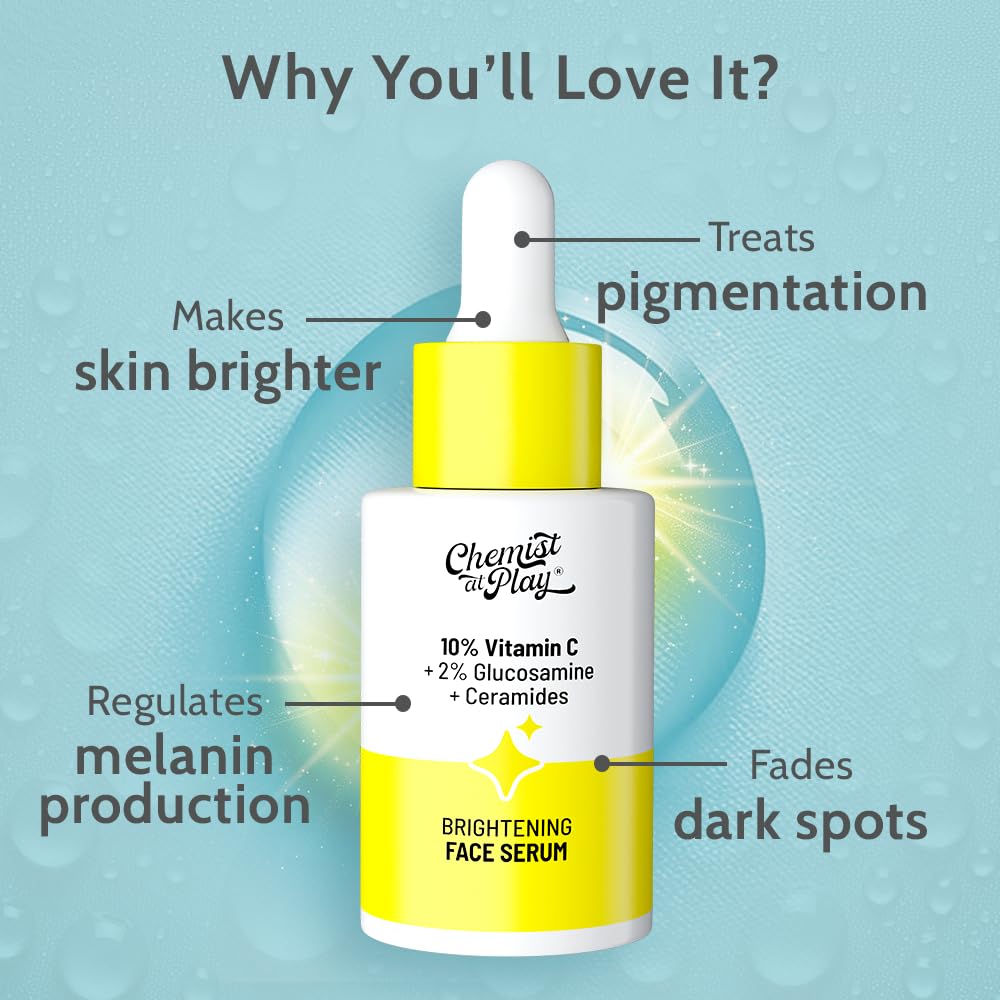 Chemist At Play 10% Vitamin C Face Serum |Brightens & Gives Glow |Fades Dark Spots |Treats Hyperpigmentation| Balances Melanin P