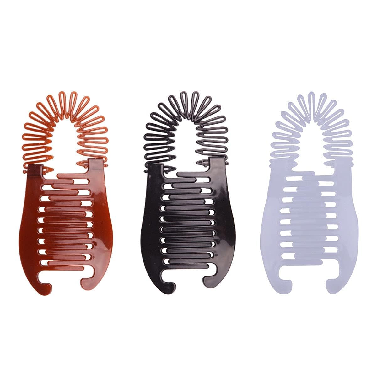 3Pcs Banana Hair Clips for Women  Interlocking Soft Bendable Clips for Thick, Plastic Clincher Ponytail Styling Combs Hair Clin