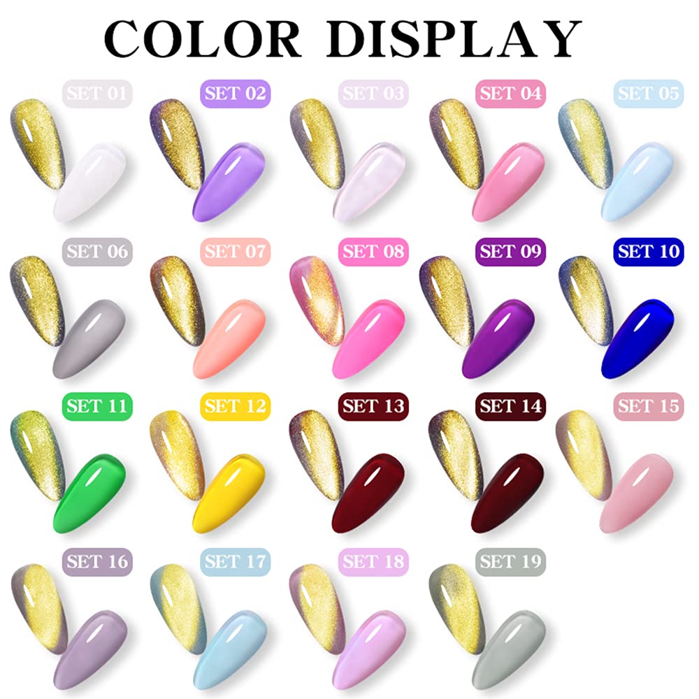 Mizhse Universal Gold Cat Eye Gel Nail Polish, 9D Wide Magnetic Gel Polish With Magnet Stick, 10 Ml Galaxy Effect Bright Glitter