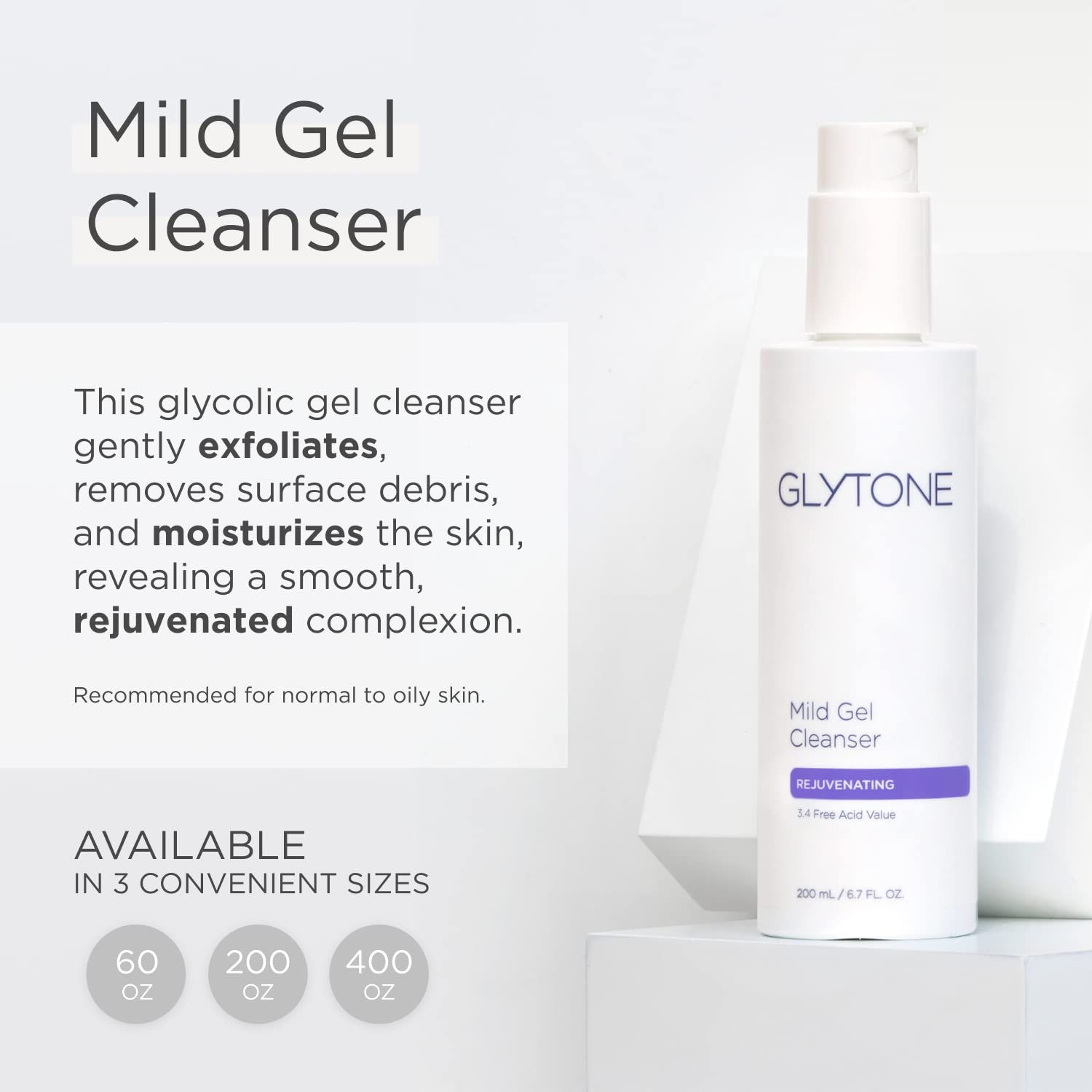 Glytone Mild Cream Cleanser with 3.4 Free Acid Value Glycolic Acid, Glycerin, Creamy for Dry Skin, Citrus Oil, Exfoliate and Moi