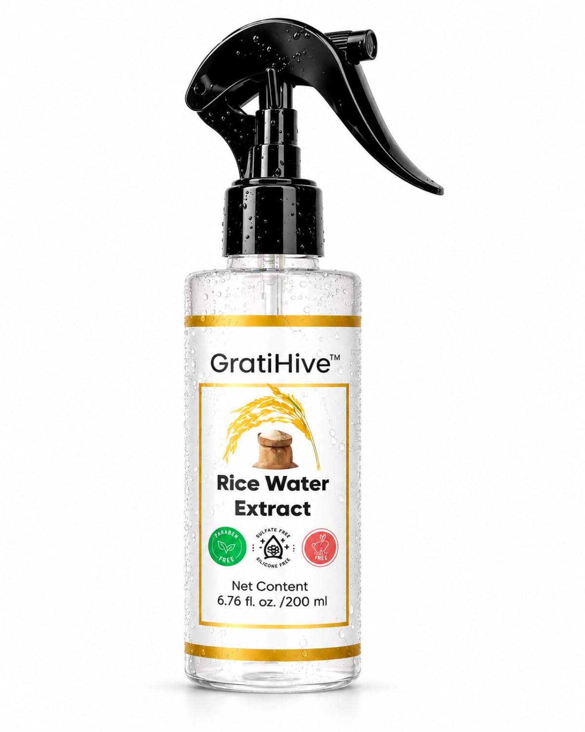 GratiHive Rice Water Spray for Hair Growth, AntiFrizz & Hydration, 200ml