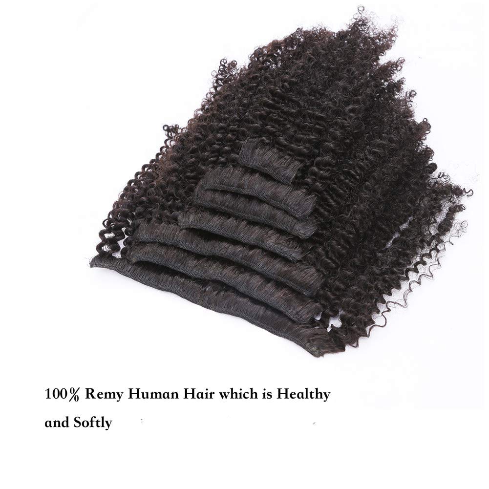 Afro Kinky Curly Afro 3C 4A Coily Clip Ins Hair Extension Fro African American Black Women, Real Remy Human Black Hair,120 Gram,