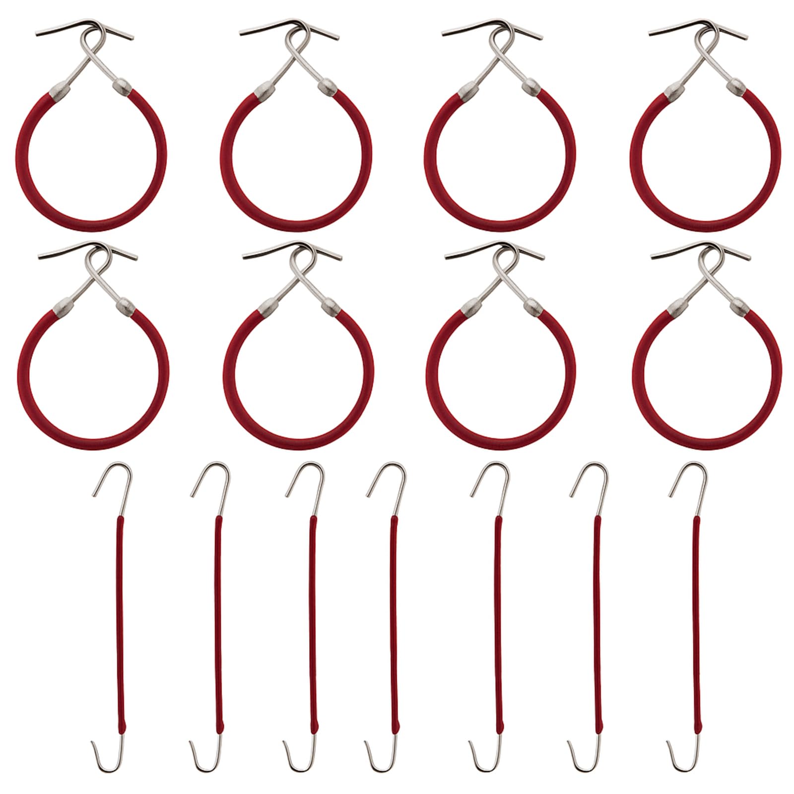 Hotop 15 Pieces Elastic Hook Hair Tie Styling Ponytail Holder Hooks Cord for Long Curly Hair(Claret)