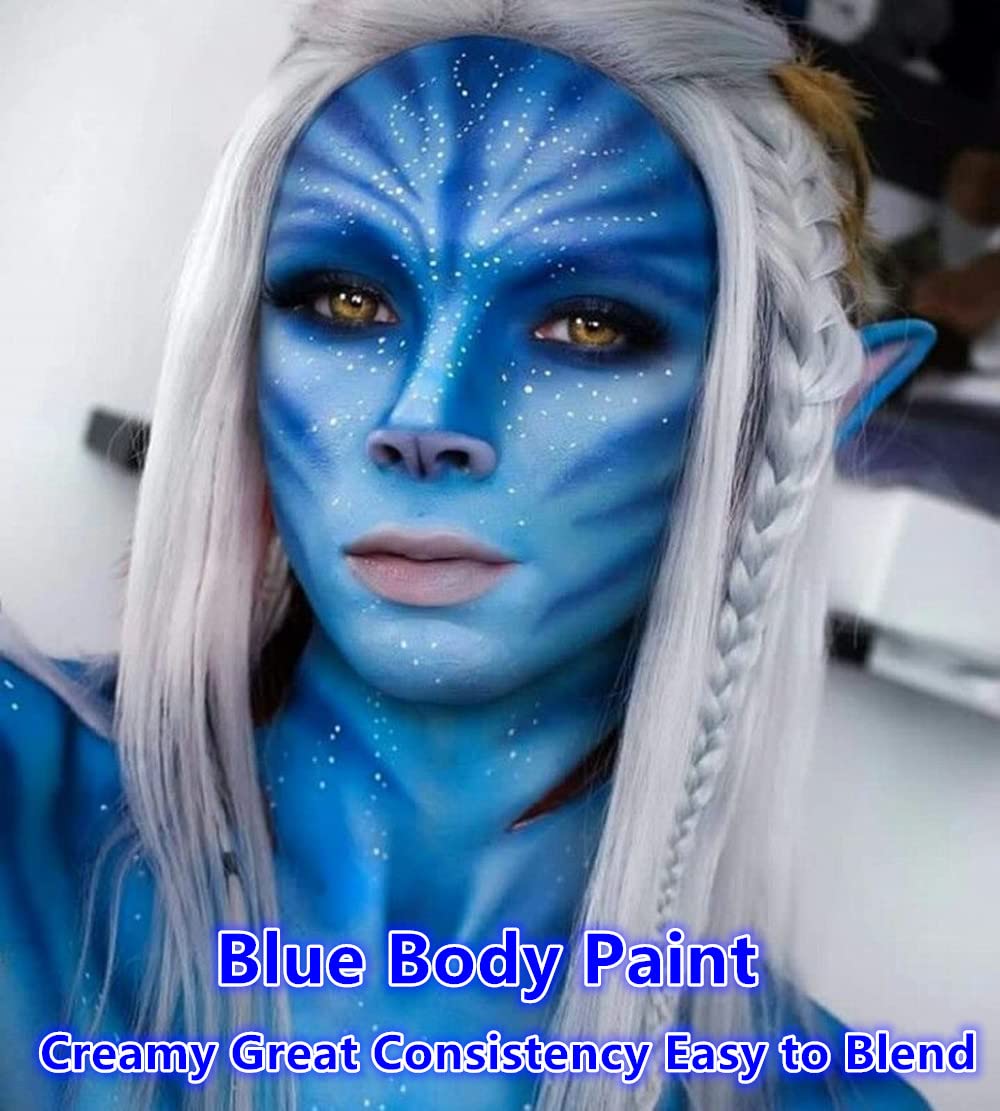 Go Ho Royal Blue Face Paint Washable,Water Based Cream Blue Face Body Paint,Halloween Cosplay Sfx Smurf Mystique Avatar Clown Ma