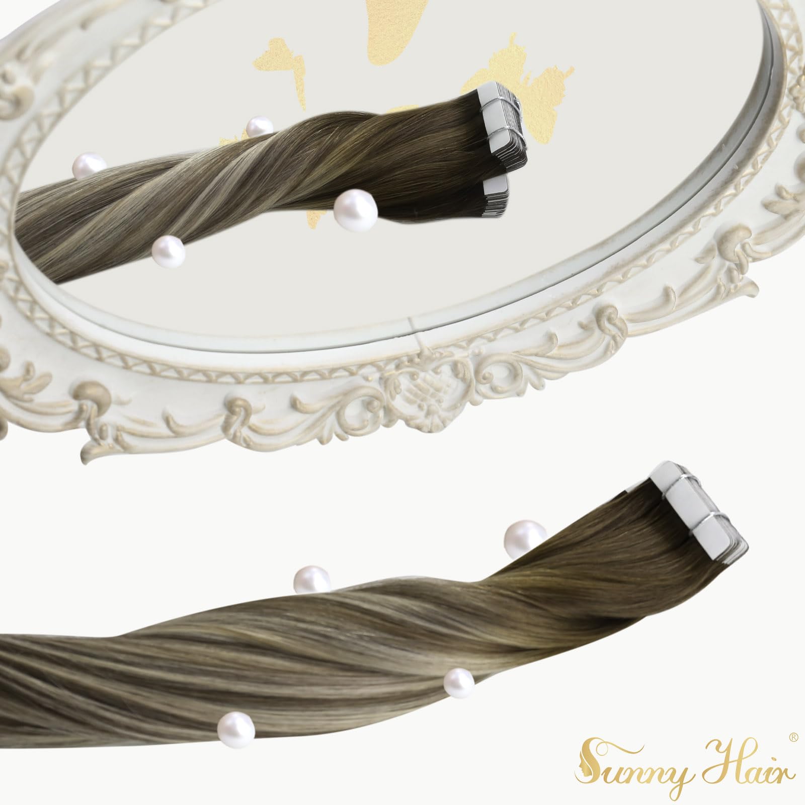 Sunny Tape In Hair Extensions Human Hair Brown Balayage Tape In Natural Hair Extensions Human Hair Dark Brown Fading To Ash Brow