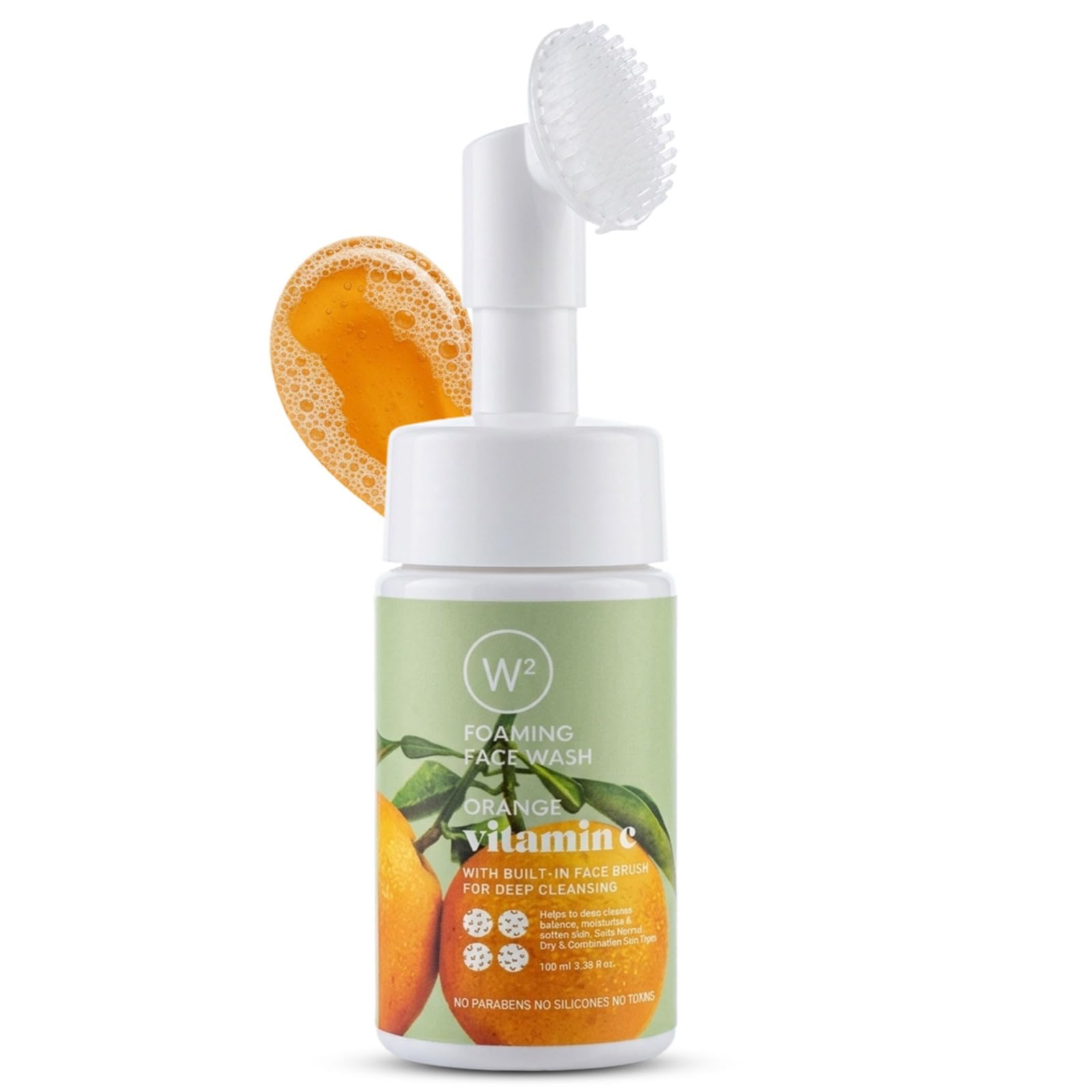 W Orange Foaming Face Wash For Oily & Acne Prone Skin | Deep Cleansing Brightening Face Cleanser With Orange Extract | Oil Contr