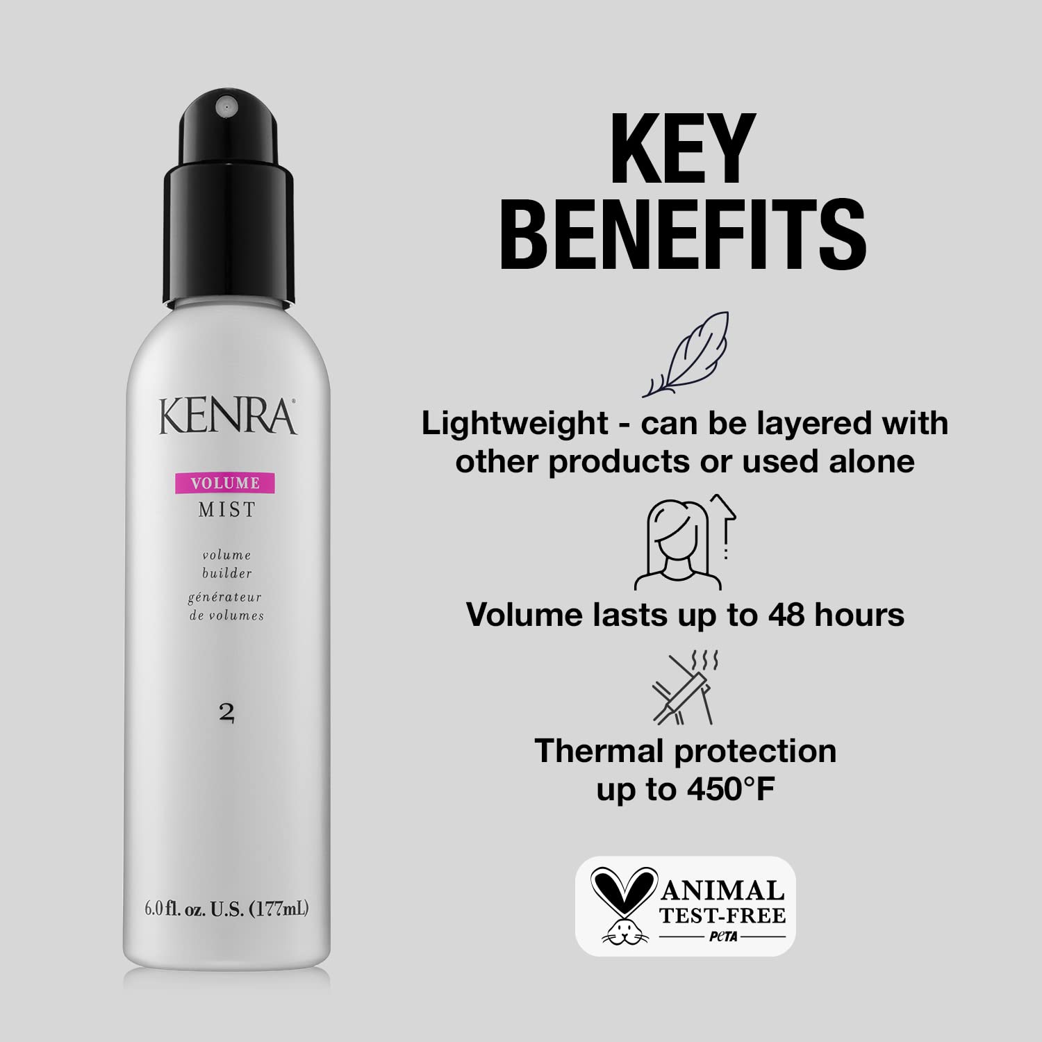 Kenra Volume Mist 2 | Volume Builder | Lightweight, Fine Mist | Low Hold, Flexible Fininsh | Thermal Protection | Volume That La