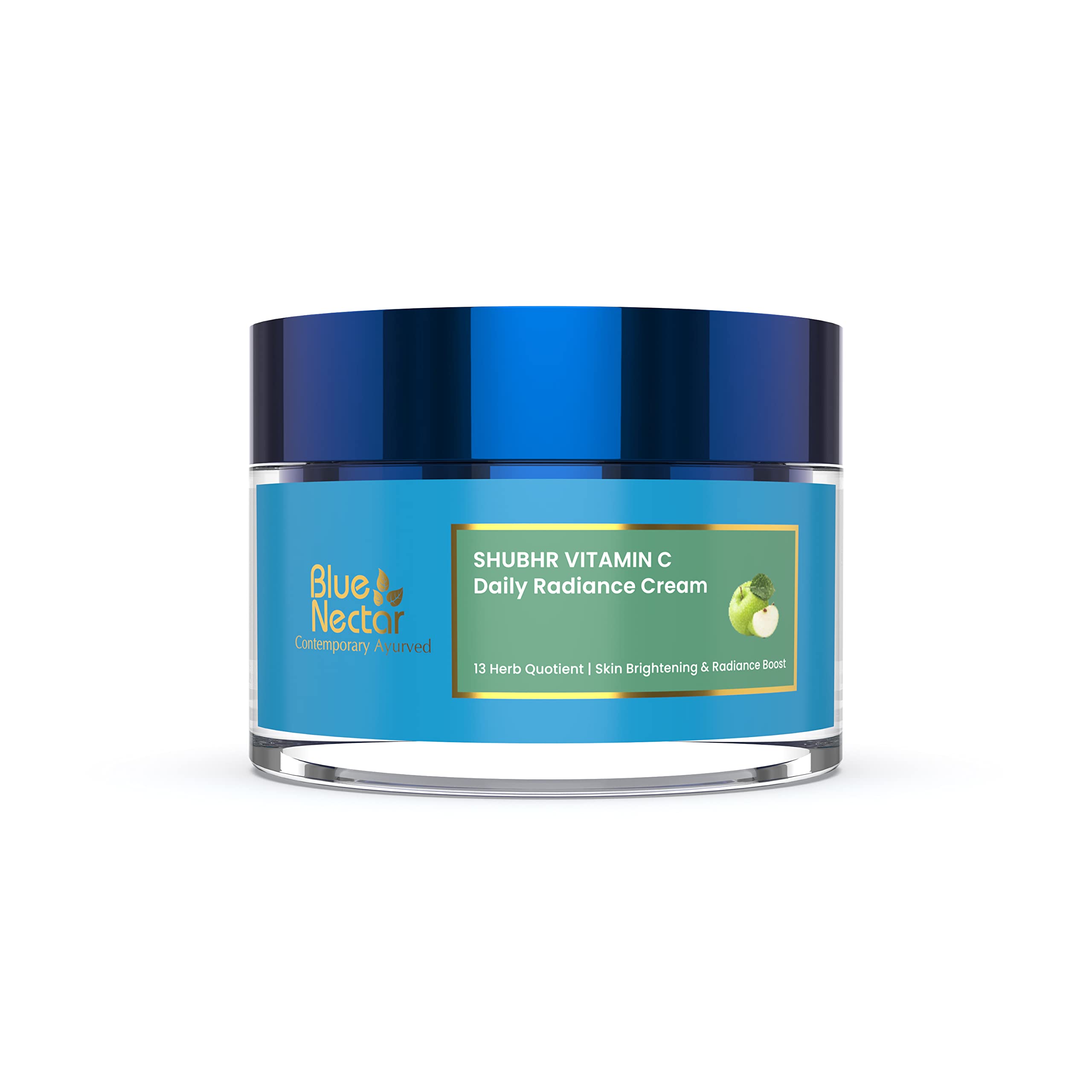Blue Nectar Plant Based Vitamin C Face Cream for Glowing Skin, Dark Circle Removal Cream with Green Apple and Almond Oil (13 Her