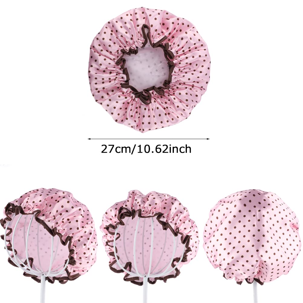 4 Pcs Shower Cap For Women, Shower Cap Reusable Waterproof Double Layers Shower Hat Bath Caps For Short And Medium Hair