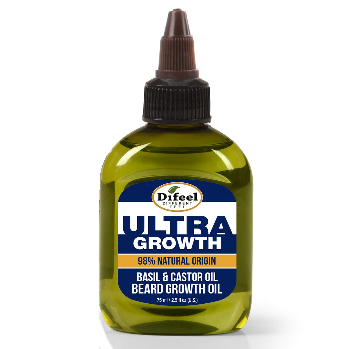 Difeel Mens Ultra Growth Basil And Castor Beard Oil 2.5 Oz. - Natural Beard Oil For Hair Growth