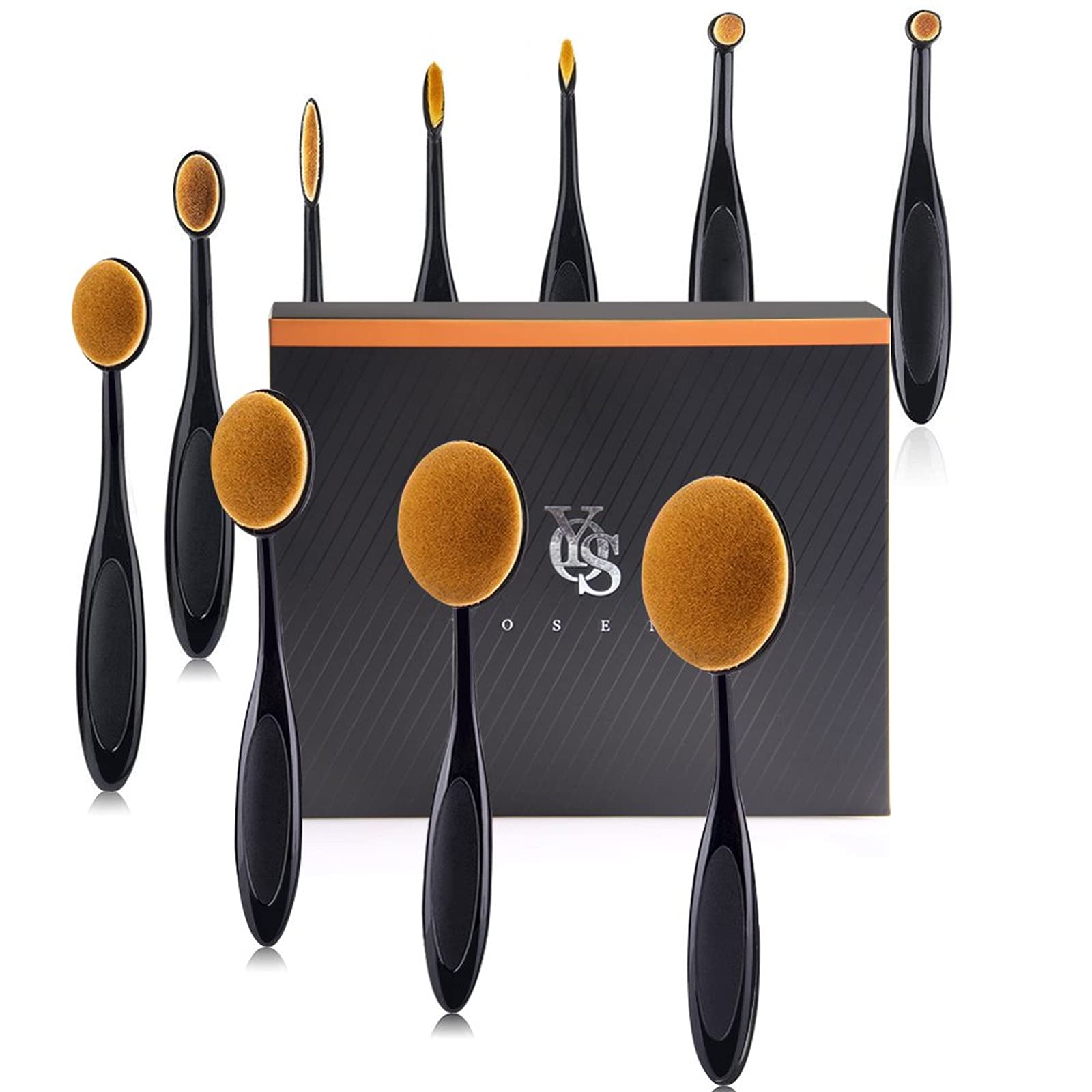 Yoseng Oval Makeup Brushes Set 10 Pcs Professional Oval Toothbrush Foundation Contour Concealer Eyeliner Blending Cosmetic Brush