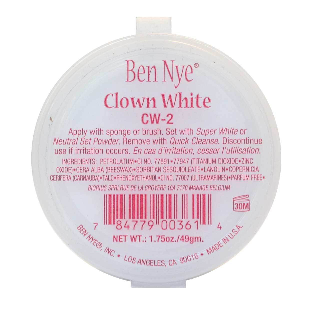 Ben Nye Clown White Makeup, 1.75oz./49gm.