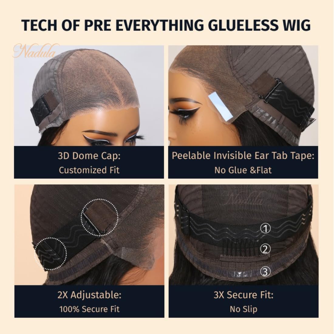 Nadula Pre Everything Glueless Silk Straight Wig 13X4 Hd Pre Cut Lace Front Wig Human Hair With Ear Tape Bleached Invisible Bye