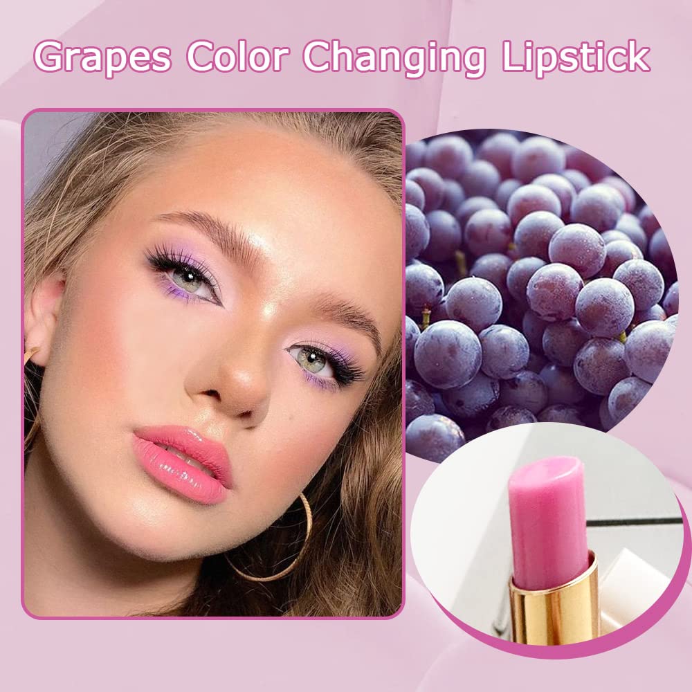 Evpct 2Pcs Grape Tinted Lip Balms Ph Lip Color Changing Lipstick Balm Stain Gift Set Queen For Women Girls Korean Mood Long Last