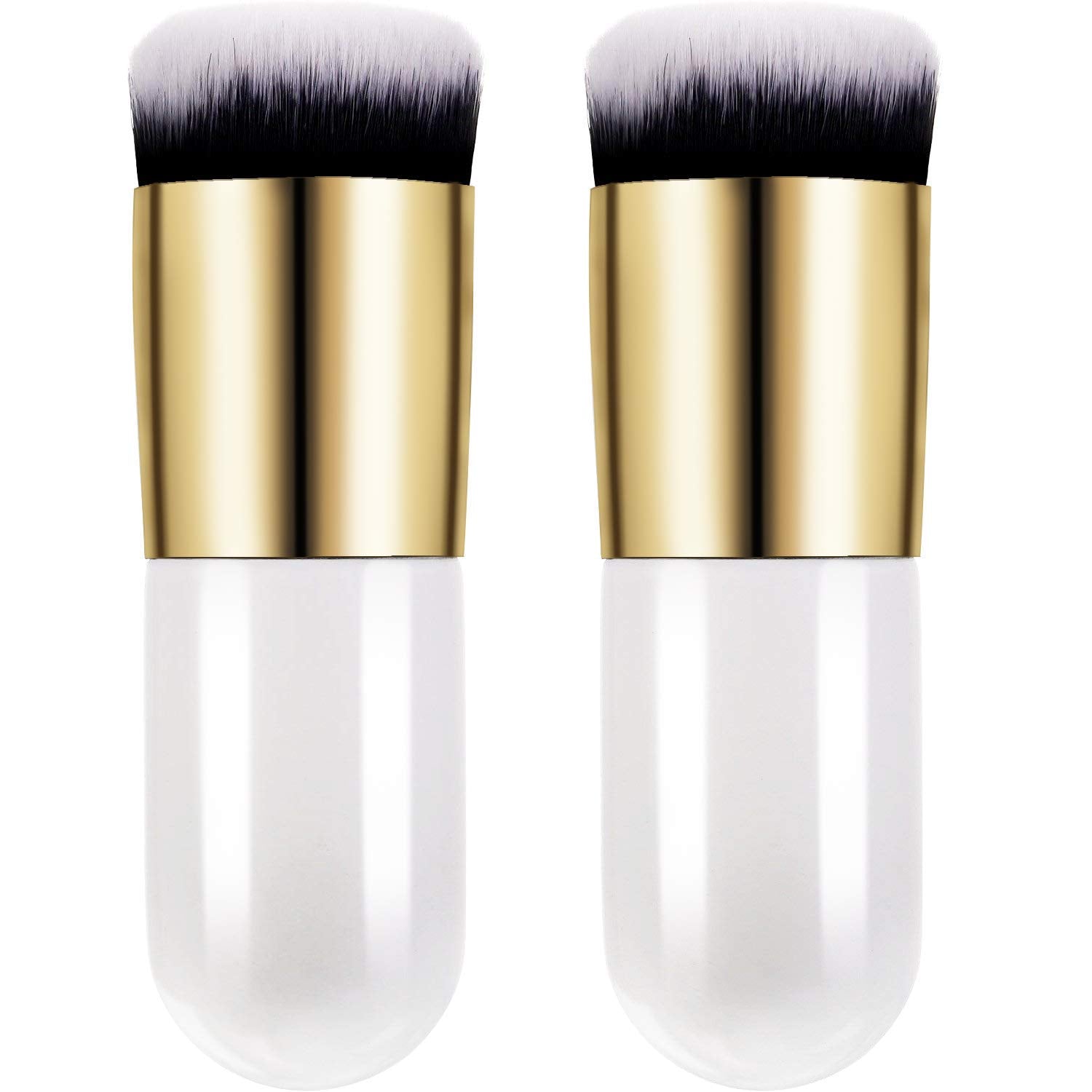 Khelni 2 Pieces Foundation Brush Chubby Makeup Brush Kabuki Makeup Brush Travel Powder Brush For Blending Liquid, Cream Or Flawl