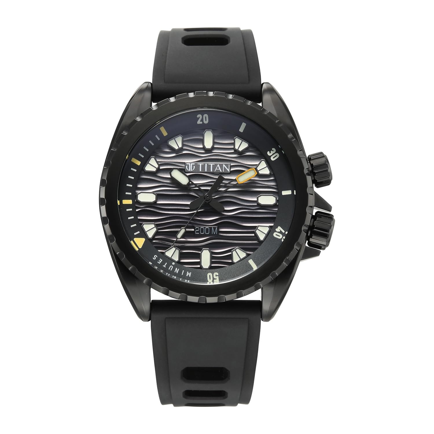 Titan Zero Hour DiverS 200M Analog With Black Dial Black Fkm Strap Watch For Men  10068Np01