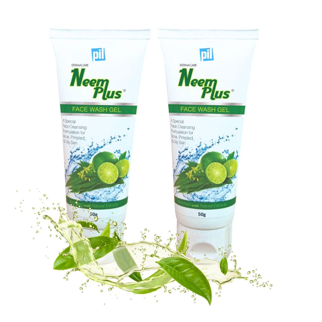 Pil Neem Plus Face Wash Gel | Face Wash Gel For Acne, Pimpled & Oily Skin | Clear & Smooth Radiant Skin | 50 Gms Each (Pack Of 2