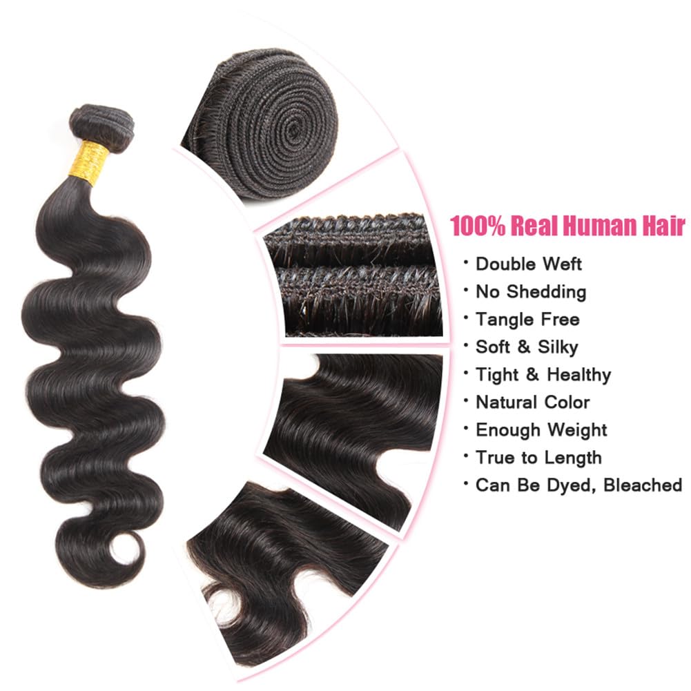Huarisi Bundles Human Hair Body Wave 1 Bundles Brazilian Human Hair Bundles Body Wave 100% Unprocessed Virgin Human Hair Extensi