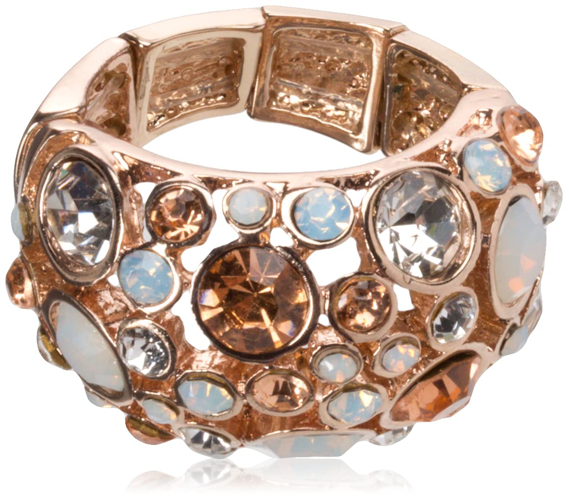 GUESS Basic Rose Gold Domed Multi-Stone Adjustable Ring, Size 7-9